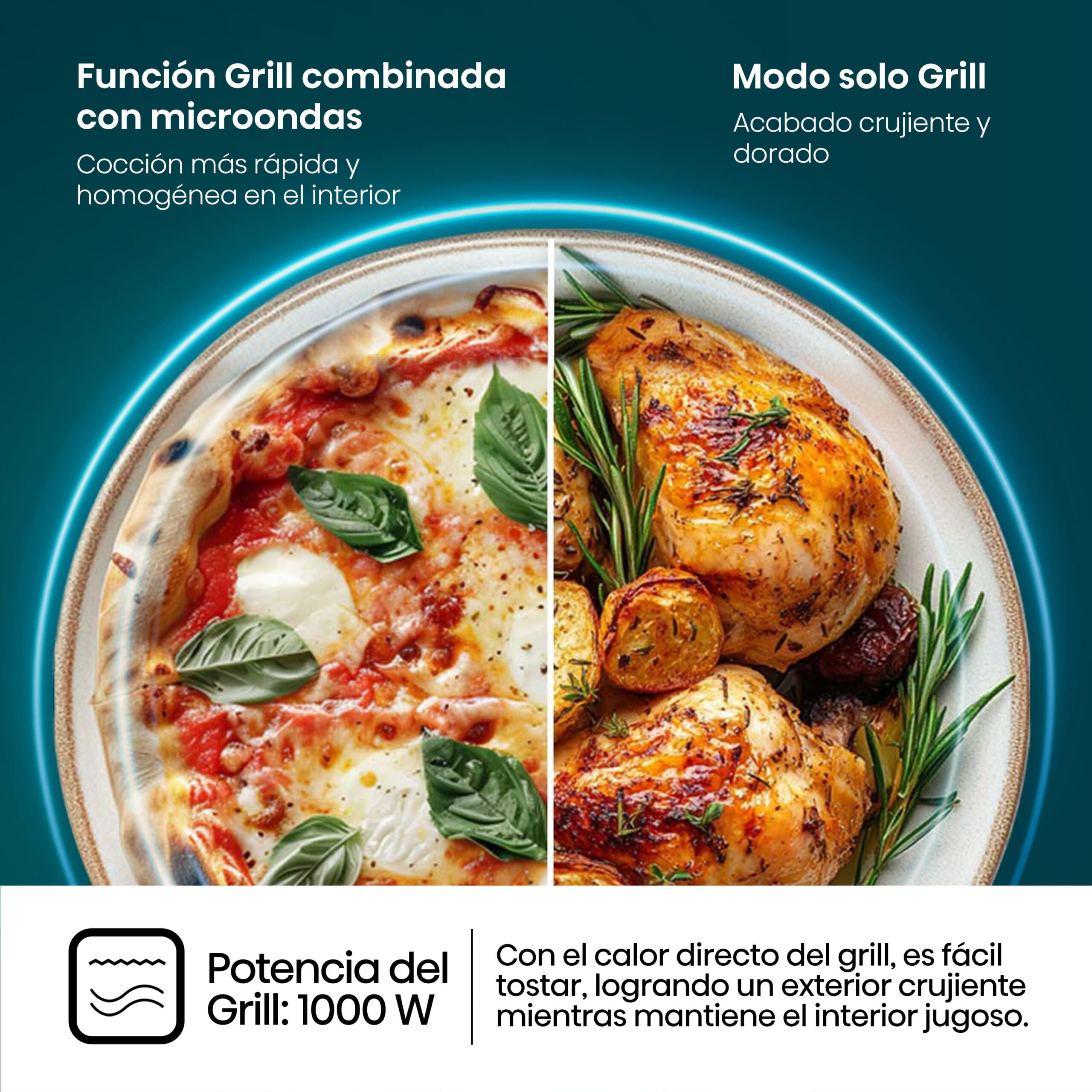 Hisense - H23MOBS5HG4 – Microondas Con Grill, Capacidad 23L, Color Negro