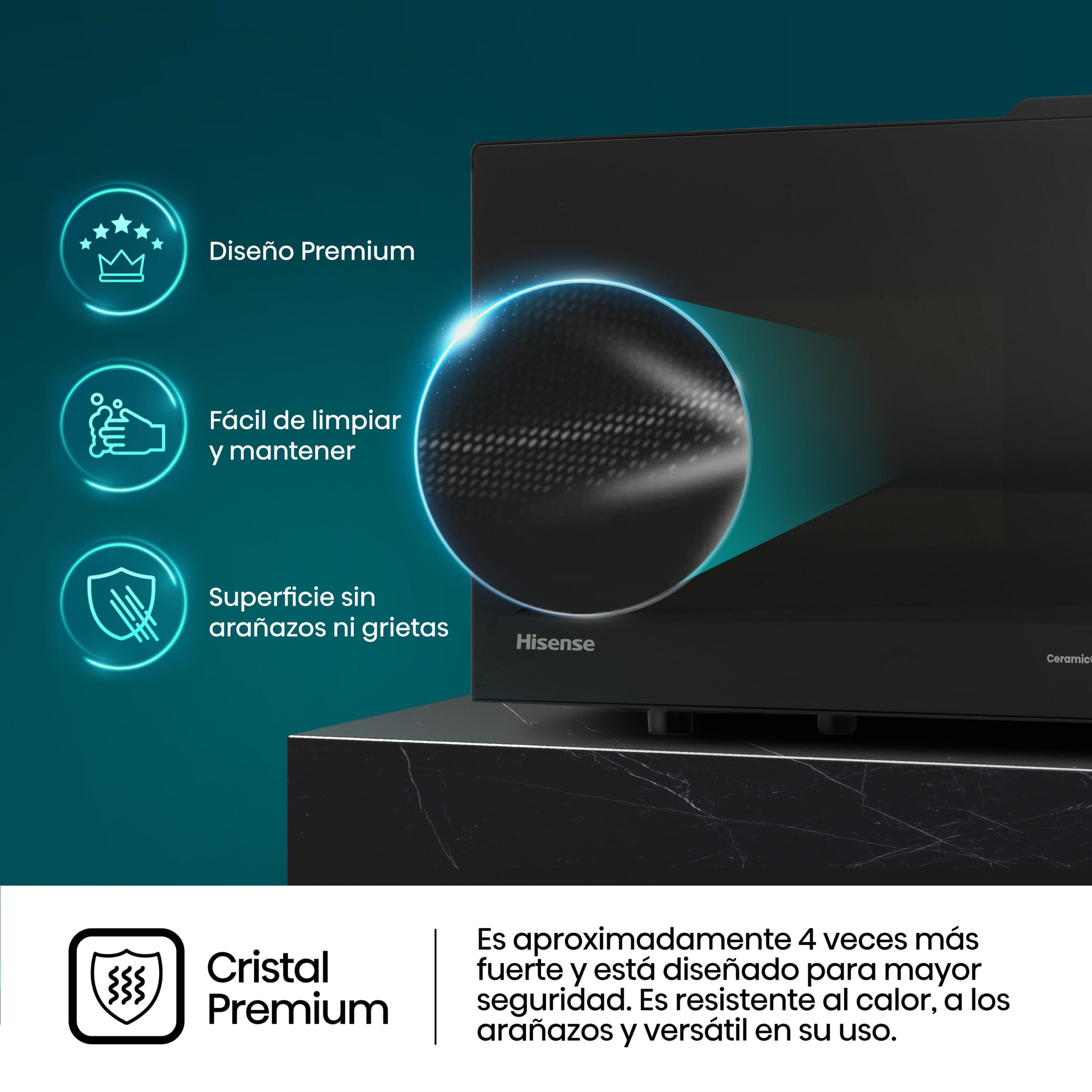 Hisense - H23MOBS5HG4 – Microondas Con Grill, Capacidad 23L, Color Negro