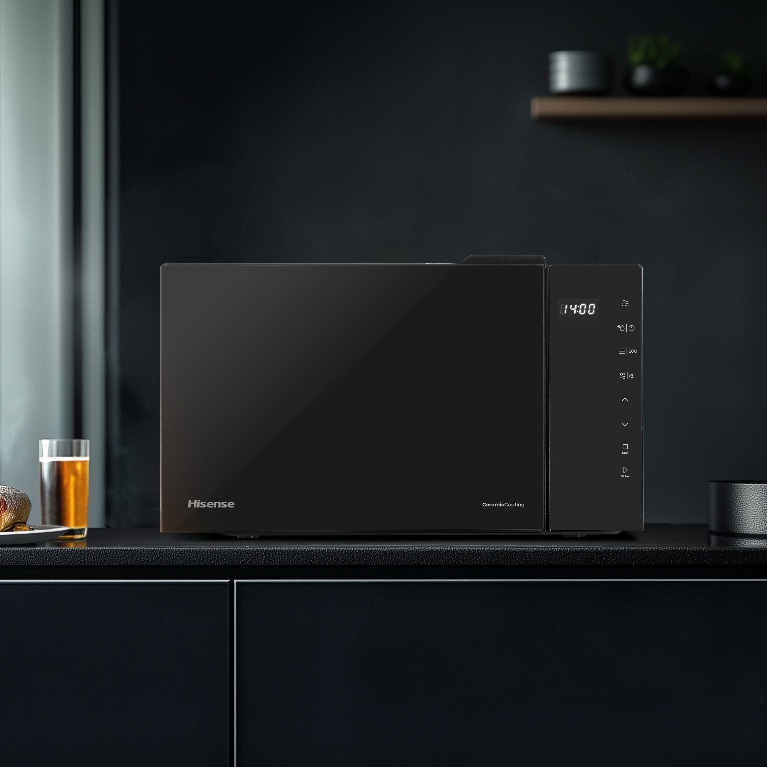 Hisense - H23MOBS5HG4 – Microondas Con Grill, Capacidad 23L, Color Negro