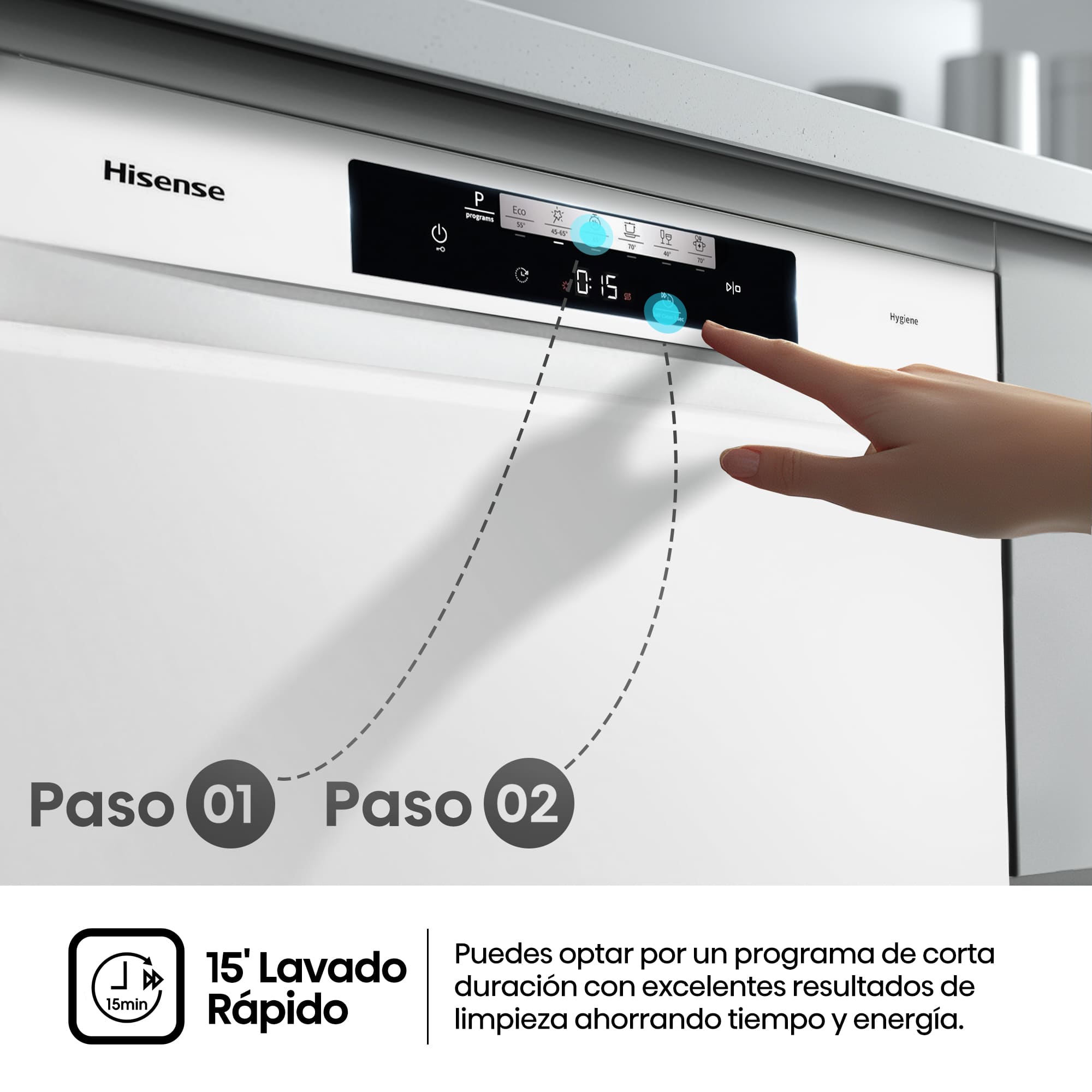Hisense - HS642C60W – Lavavajillas 60cm, Libre Instalación, Clase C, 14, Blanco