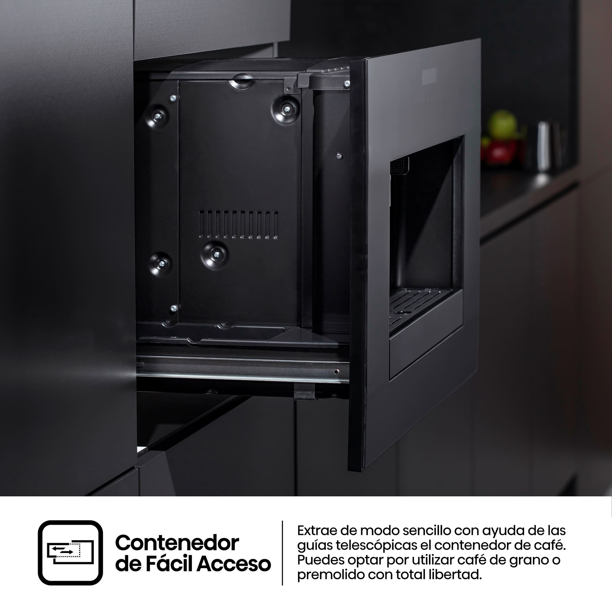 Hisense - CM4H8BG – Cafetera Automática De Integración, Capacidad 1,8 l, Color Negro