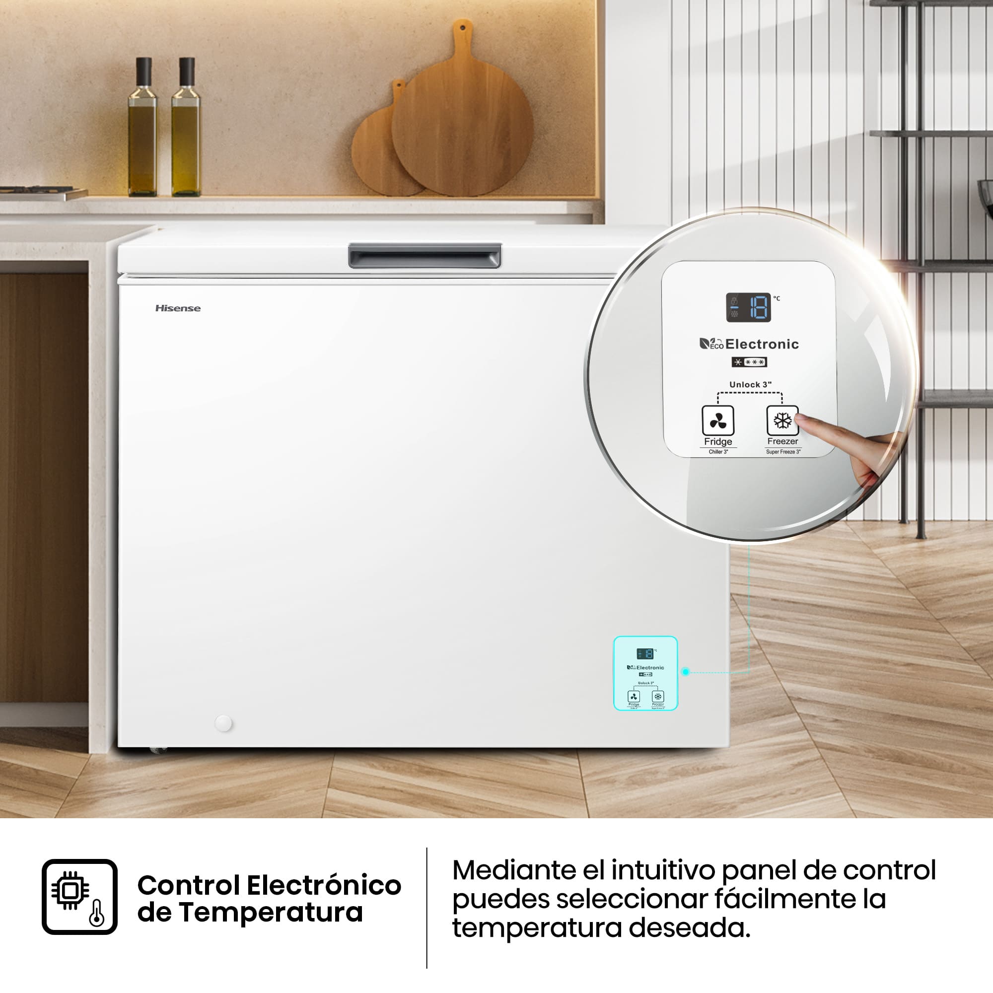 Hisense - FT321D4AWLE – Arcón Congelador, Clase E, 248L, Blanco