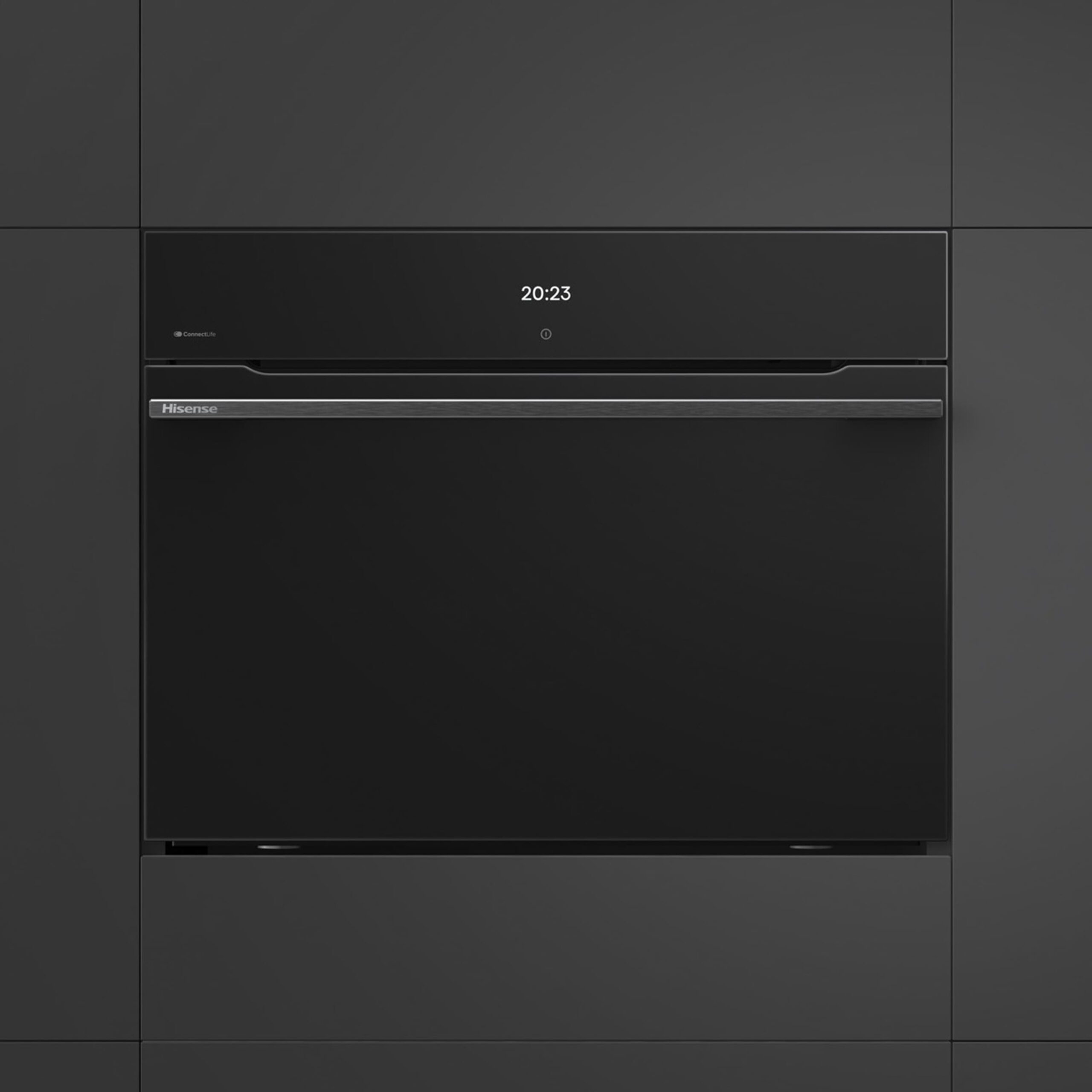 Hisense - BIM406A8B – Horno Combi MWO Integrable, Capacidad 50L, Color Cristal Negro