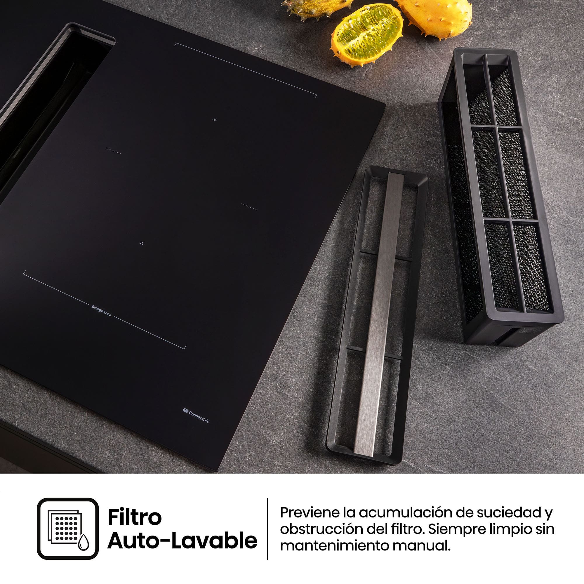 Hisense - HEH8443BSCWF – Placa Flex Con Extraccion De Aire, 4 Zonas, Capacidad 7300W, Color Negro