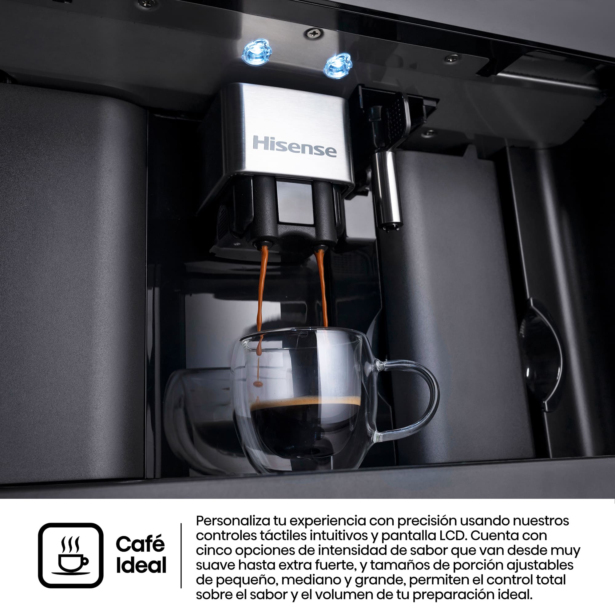 Hisense - CM4H8BG – Cafetera Automática De Integración, Capacidad 1,8 l, Color Negro