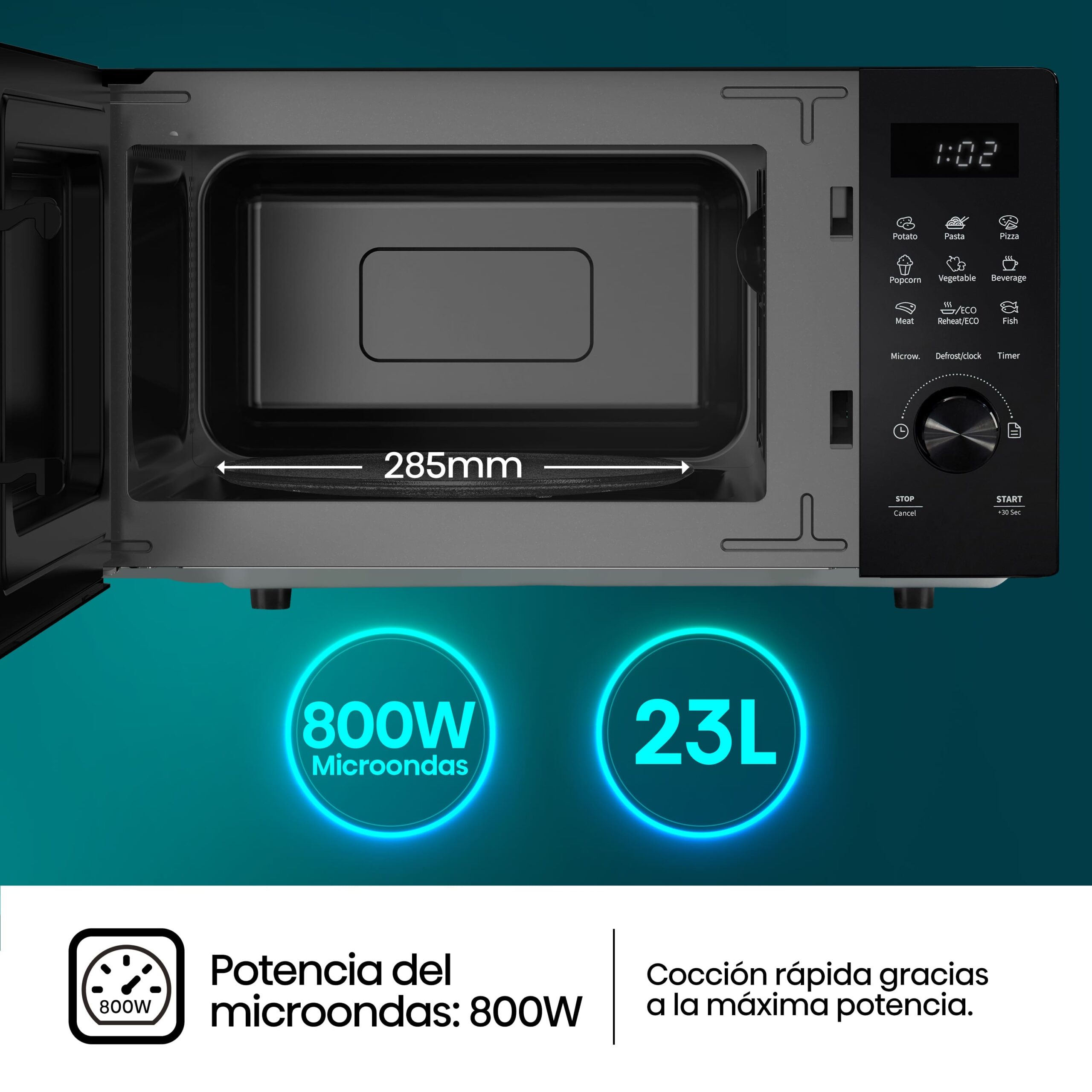 Hisense - H23MOBSD1H – Microondas, 23L, Negro