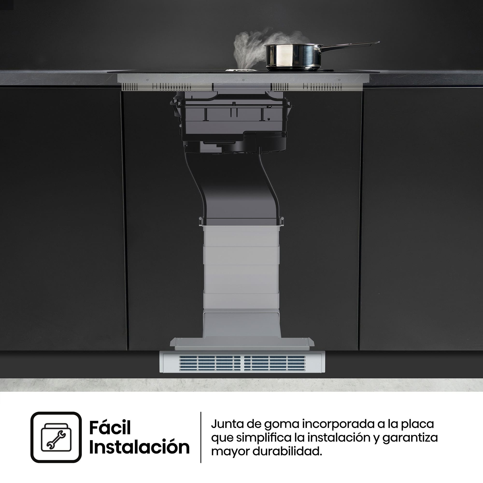 Hisense - HEH8443BSCWF – Placa Flex Con Extraccion De Aire, 4 Zonas, Capacidad 7300W, Color Negro