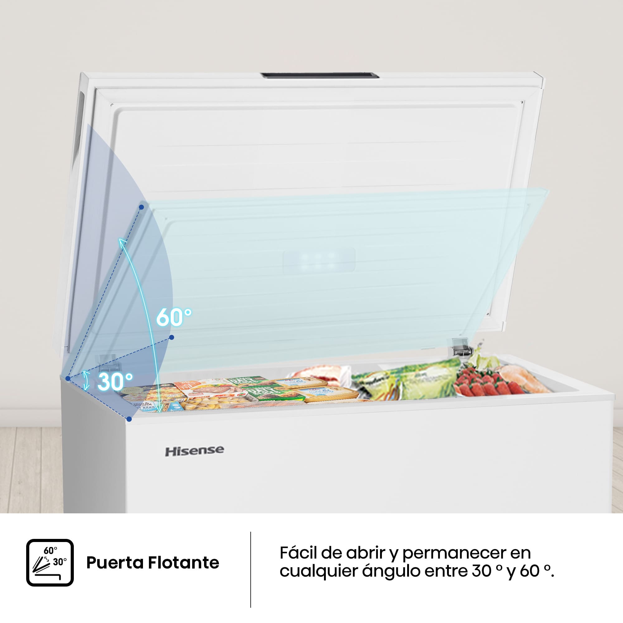 Hisense - FT321D4AWLE – Arcón Congelador, Clase E, 248L, Blanco