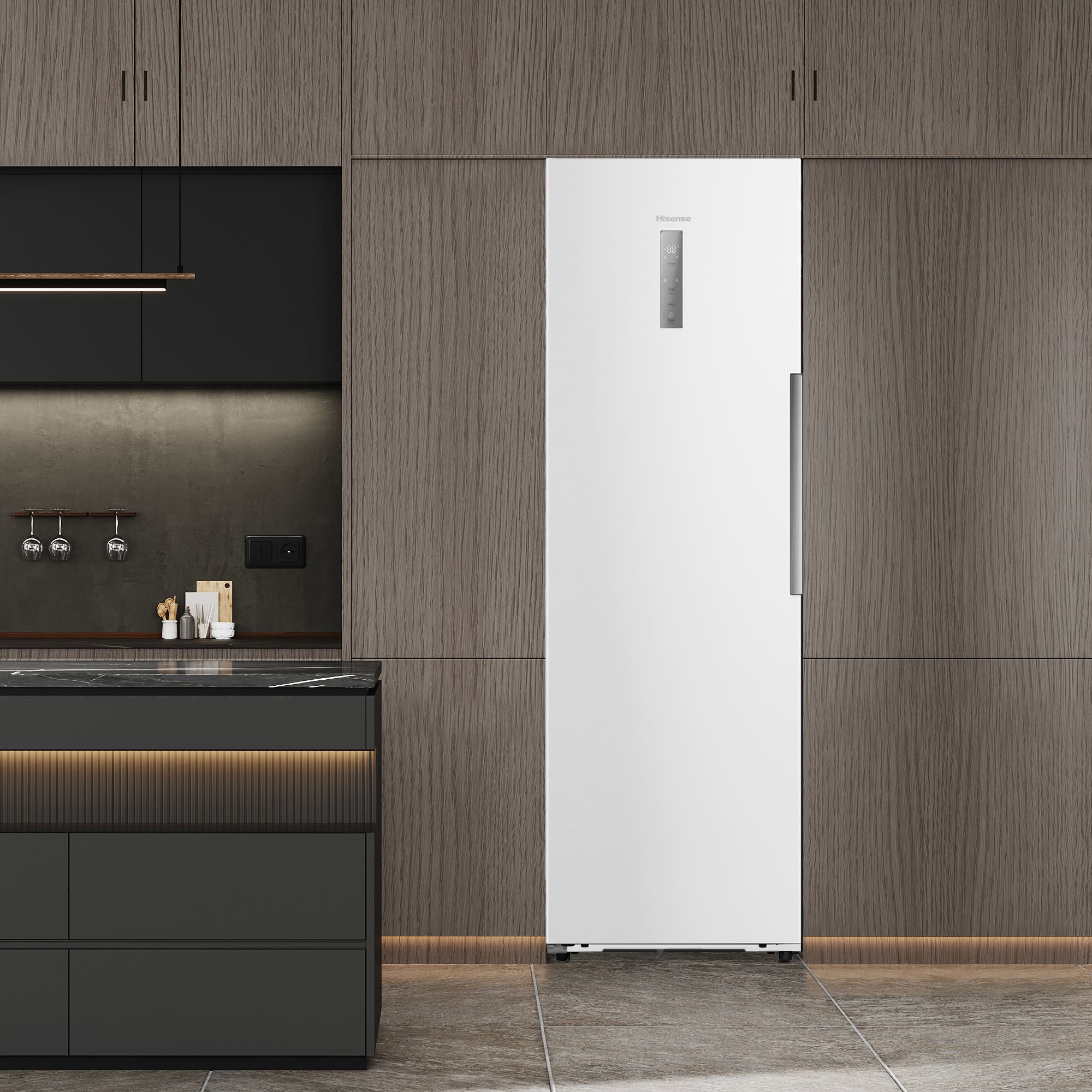 Hisense - FT3K310SEWE – Congelador 1 Puerta De Libre Instalación Kitchen Fit, Clase E, Capacidad 312L, Color Blanco