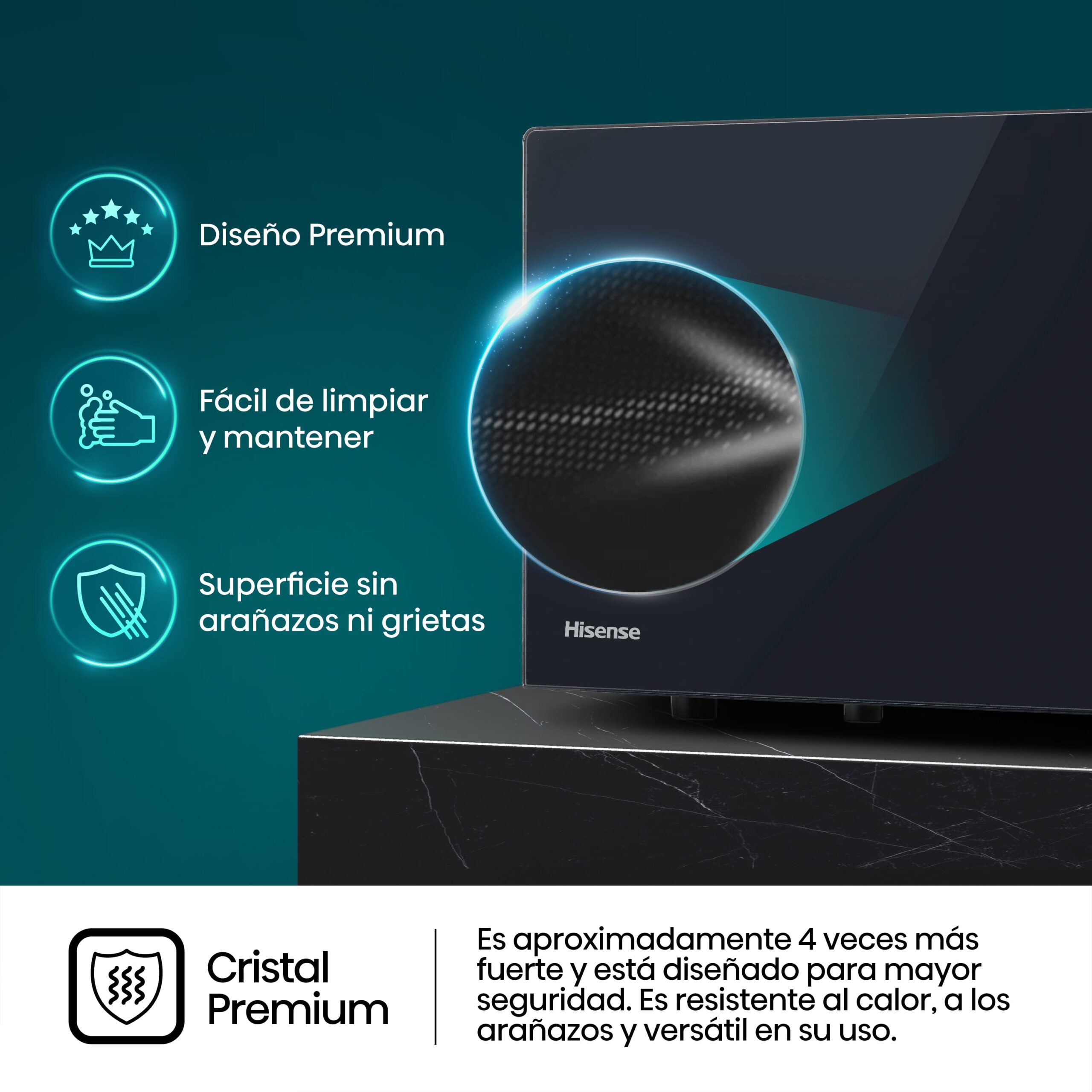 Hisense - H25MOBS4HGI – Microondas Con Grill, Capacidad 25L, Color Negro