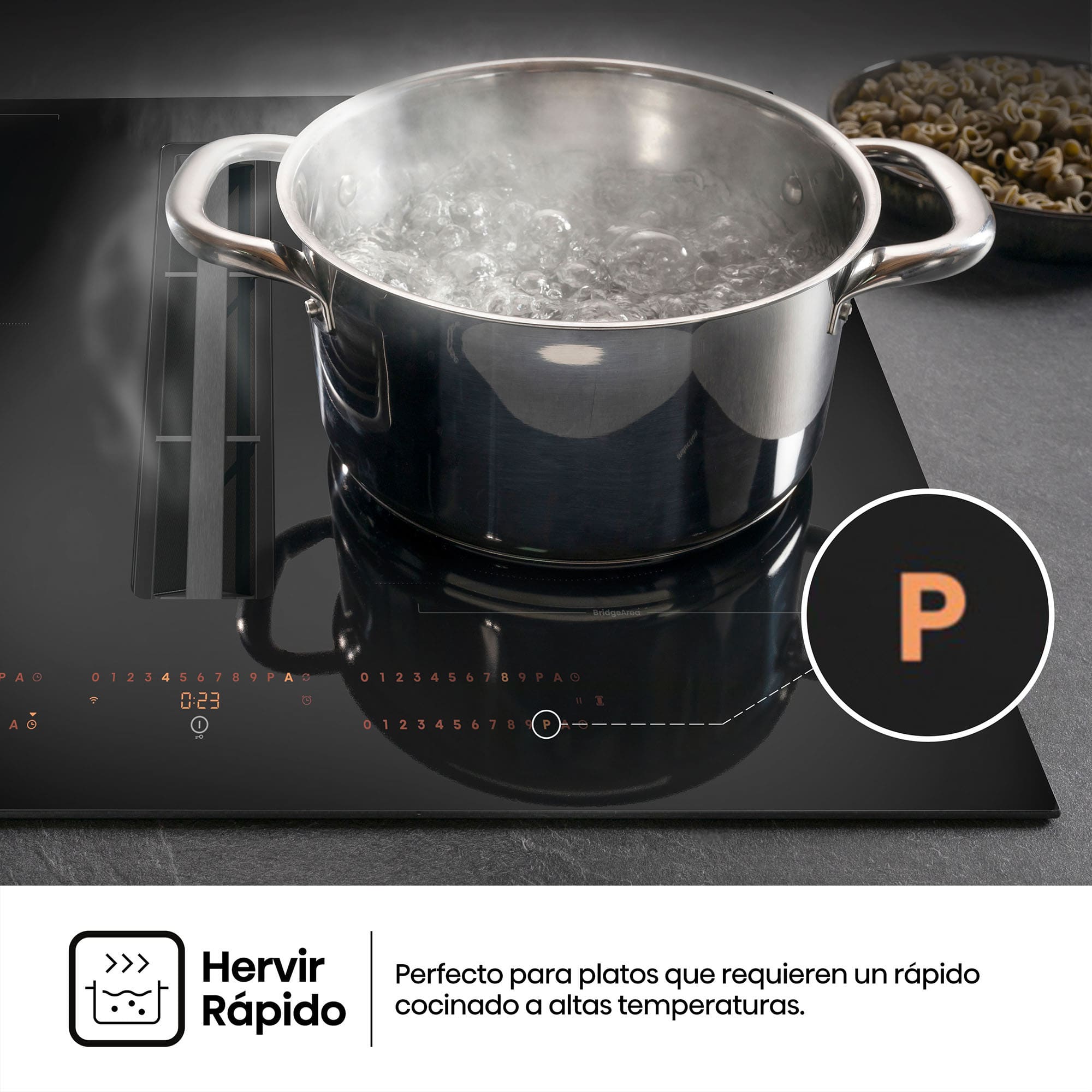 Hisense - HEH8443BSCWF – Placa Flex Con Extraccion De Aire, 4 Zonas, Capacidad 7300W, Color Negro