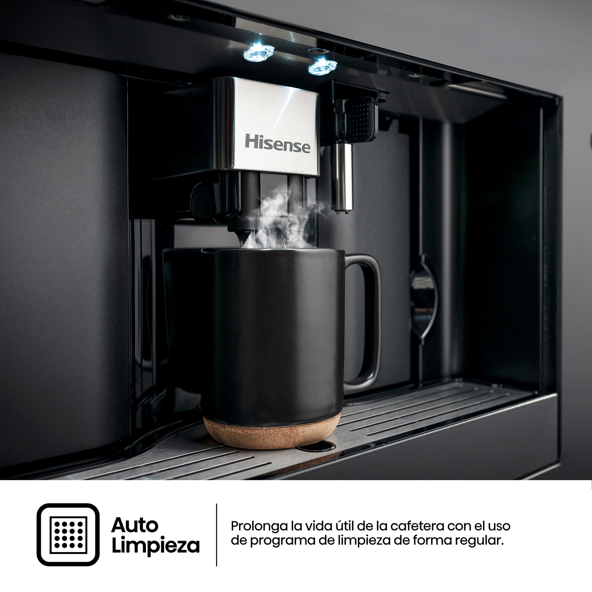 Hisense - CM4H8BG – Cafetera Automática De Integración, Capacidad 1,8 l, Color Negro