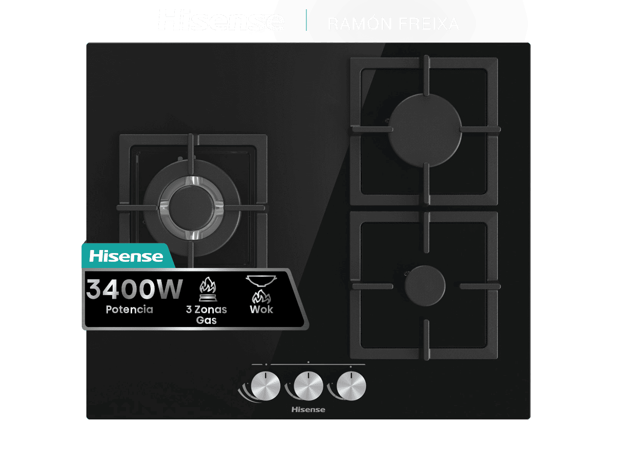GG633B - Placa, Gas, 3 Zonas, Cristal