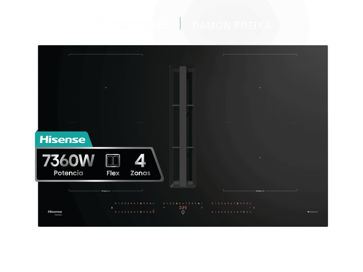HEH8443BSCWF - Placa Flex Con Extraccion De Aire, 4 Zonas, Capacidad 7300W, Color Negro