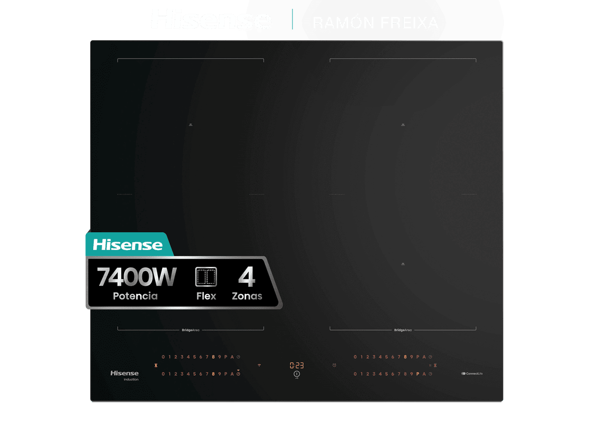 HI6443BSCWF - Placa Flex, 4 Zonas, Capacidad 7360W, Color Negro