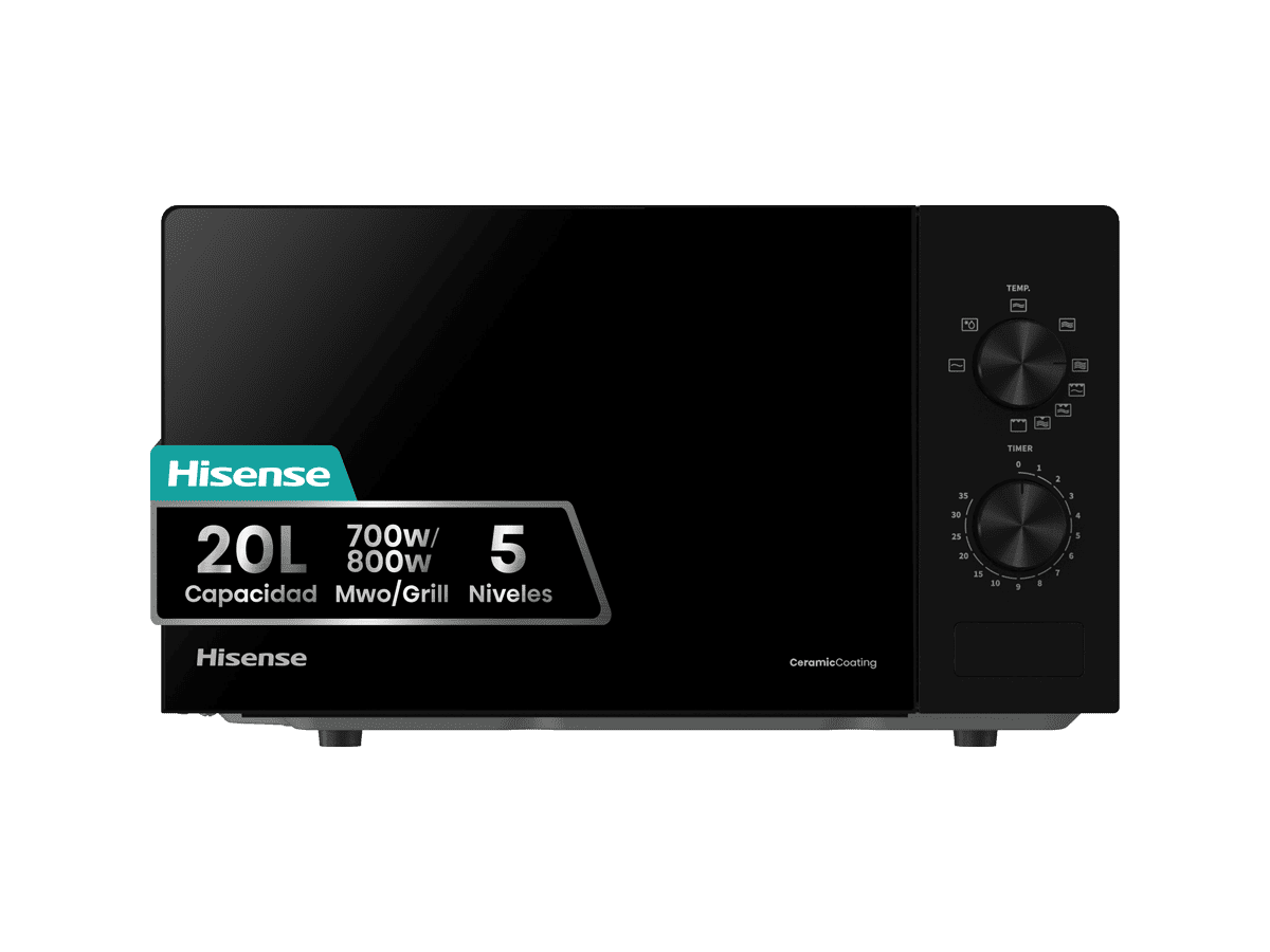 Hisense - H20MOBP1G – Microondas Con Grill, 20L, Negro, , 