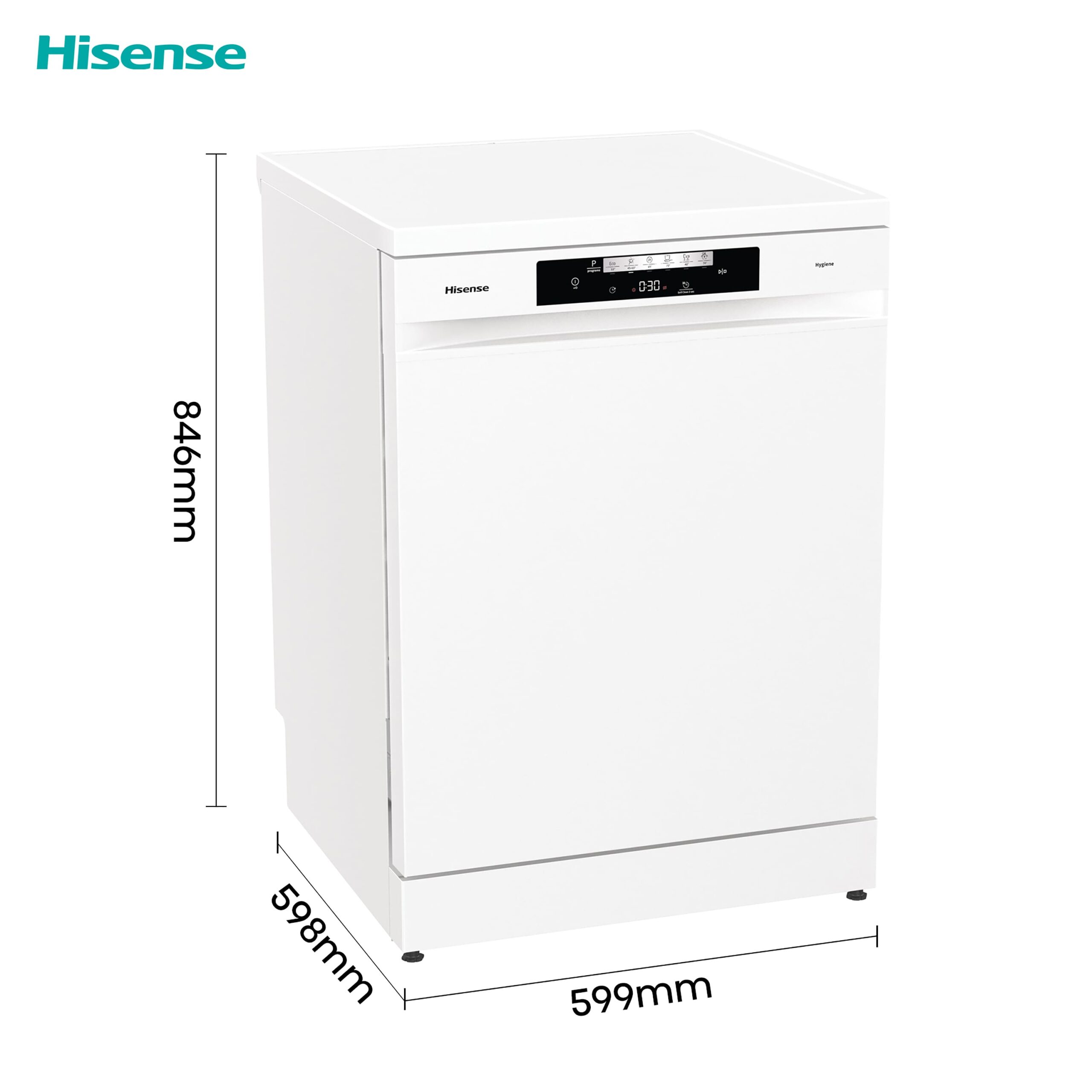 Hisense - HS642C60W – Lavavajillas 60cm, Libre Instalación, Clase C, 14, Blanco