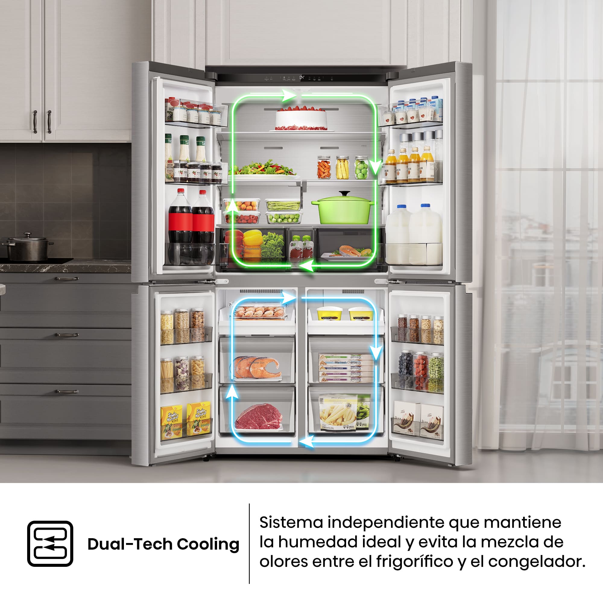 Hisense - RQ5P640SSSD – Americano 4 Puertas De Libre Instalación, Clase D, Capacidad 647L, Color Inox