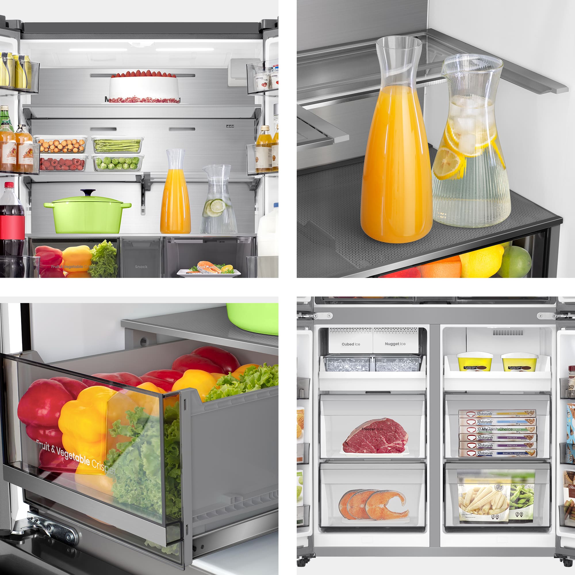 Hisense - RQ640P5SSD – Americano 4 Puertas De Libre Instalación, Clase D, Capacidad 640L, Color Inox