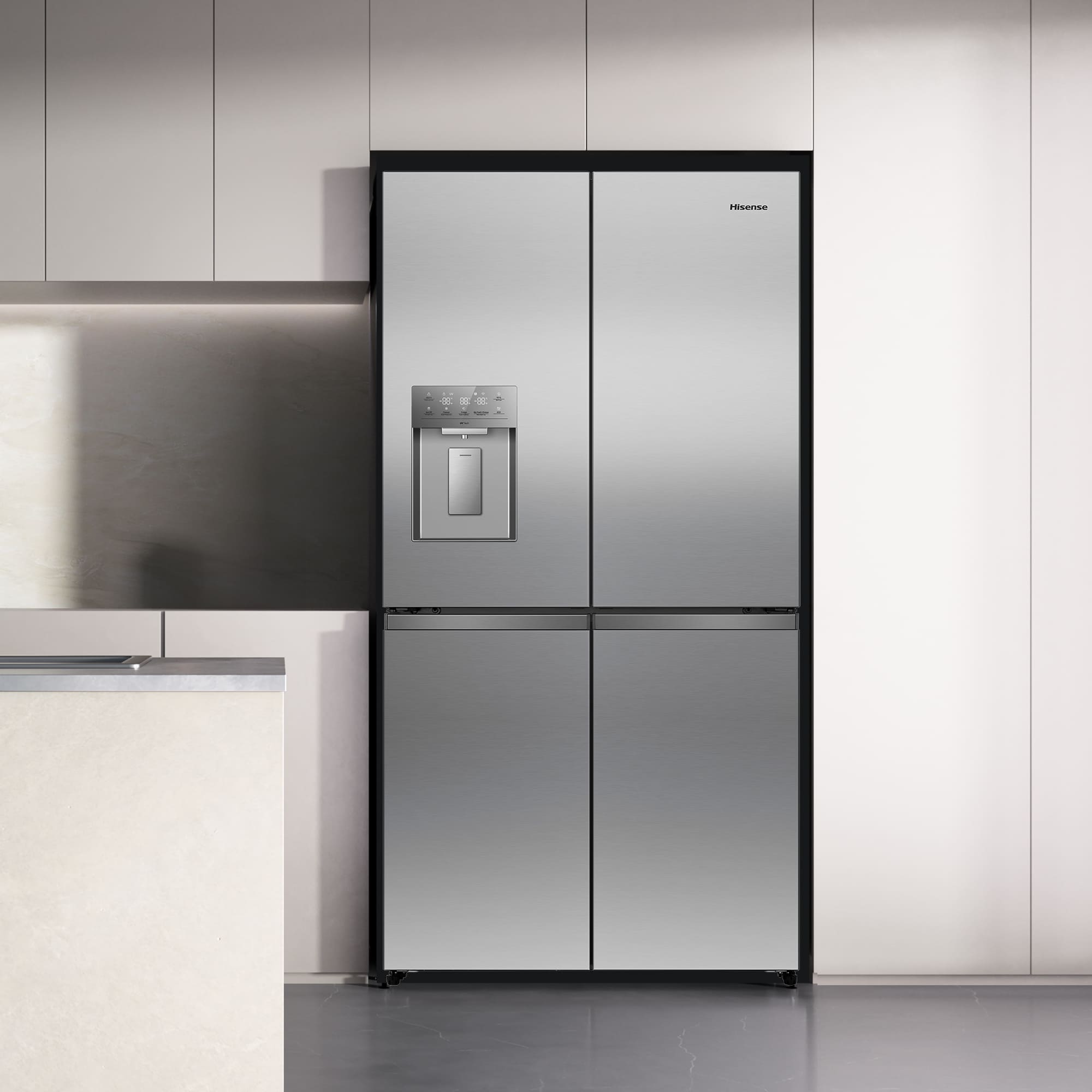 Hisense - RQ640P5SSD – Americano 4 Puertas De Libre Instalación, Clase D, Capacidad 640L, Color Inox