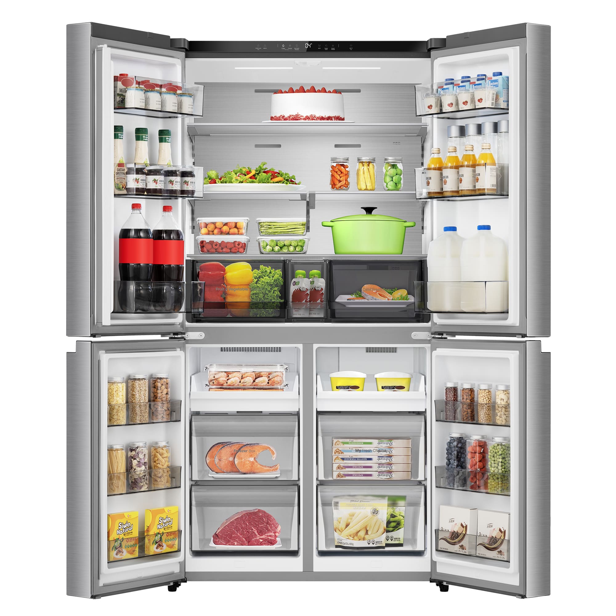 Hisense - RQ5P640SSSD – Americano 4 Puertas De Libre Instalación, Clase D, Capacidad 647L, Color Inox