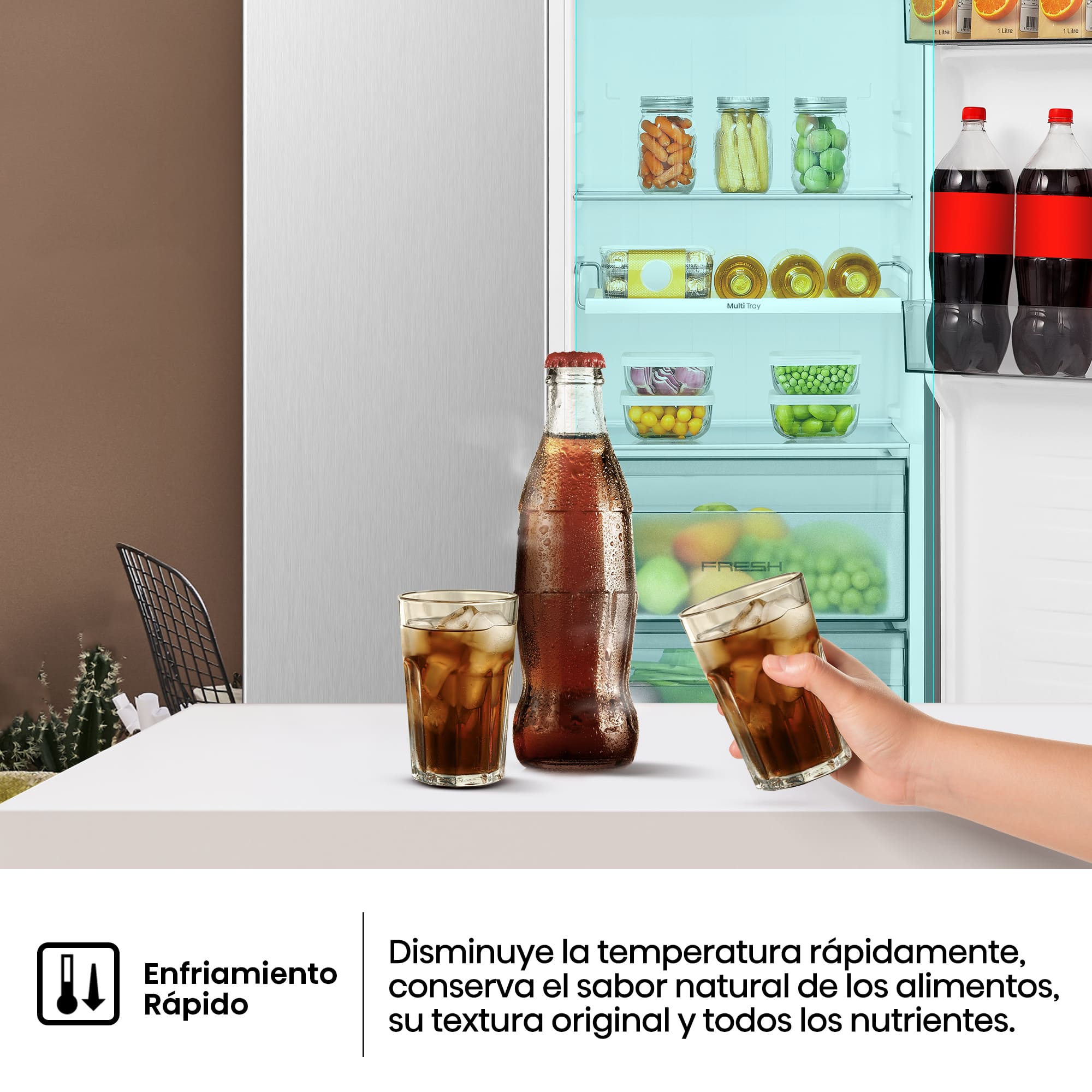 Hisense - RS3P558NEIC – Americano Side By Side De Libre Instalación, Clase C, Capacidad 544L, Color Inox