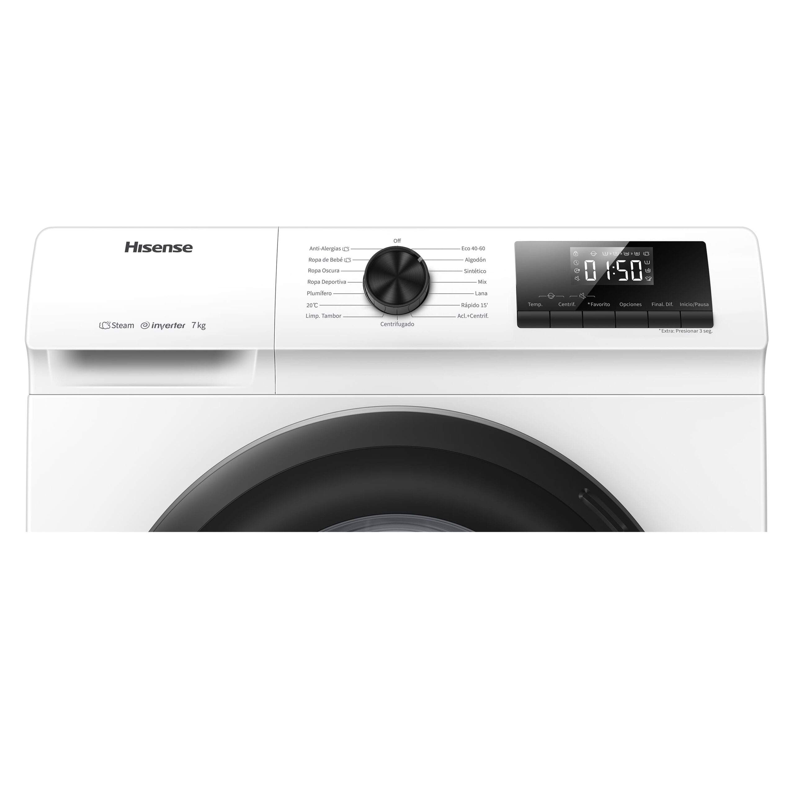Hisense - WFQP701219VM – Lavadora De Libre Instalación, A, 7 Kg, 1200 rpm, Blanco