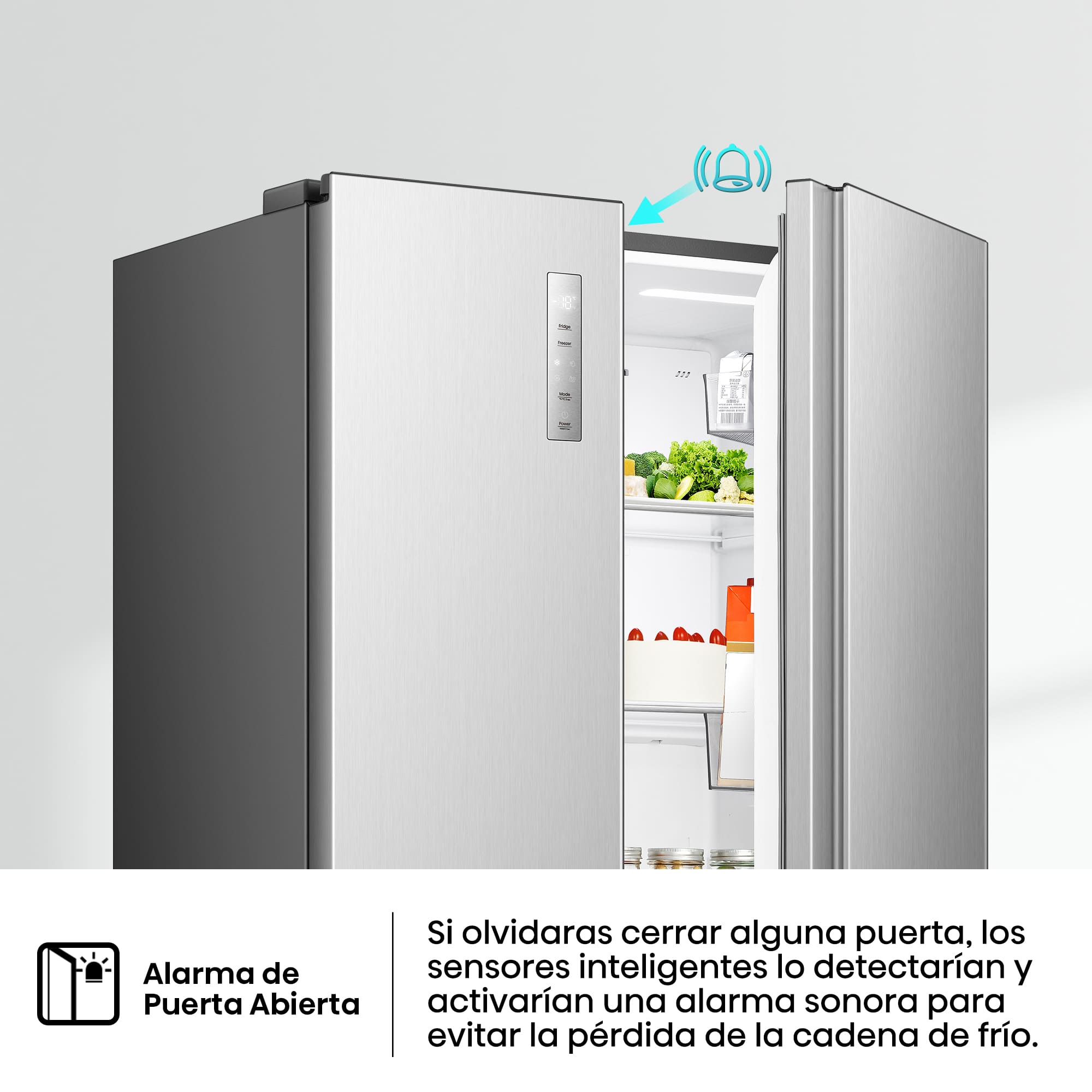 Hisense - RS3P558NEIC – Americano Side By Side De Libre Instalación, Clase C, Capacidad 544L, Color Inox