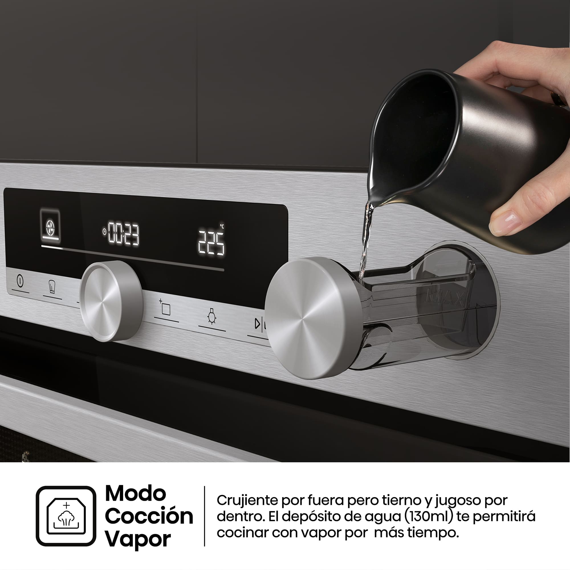 Hisense - O643PX – Horno Pirolítico, Cocción Vapor Con Depósito, Clase A+, 77L, Inox