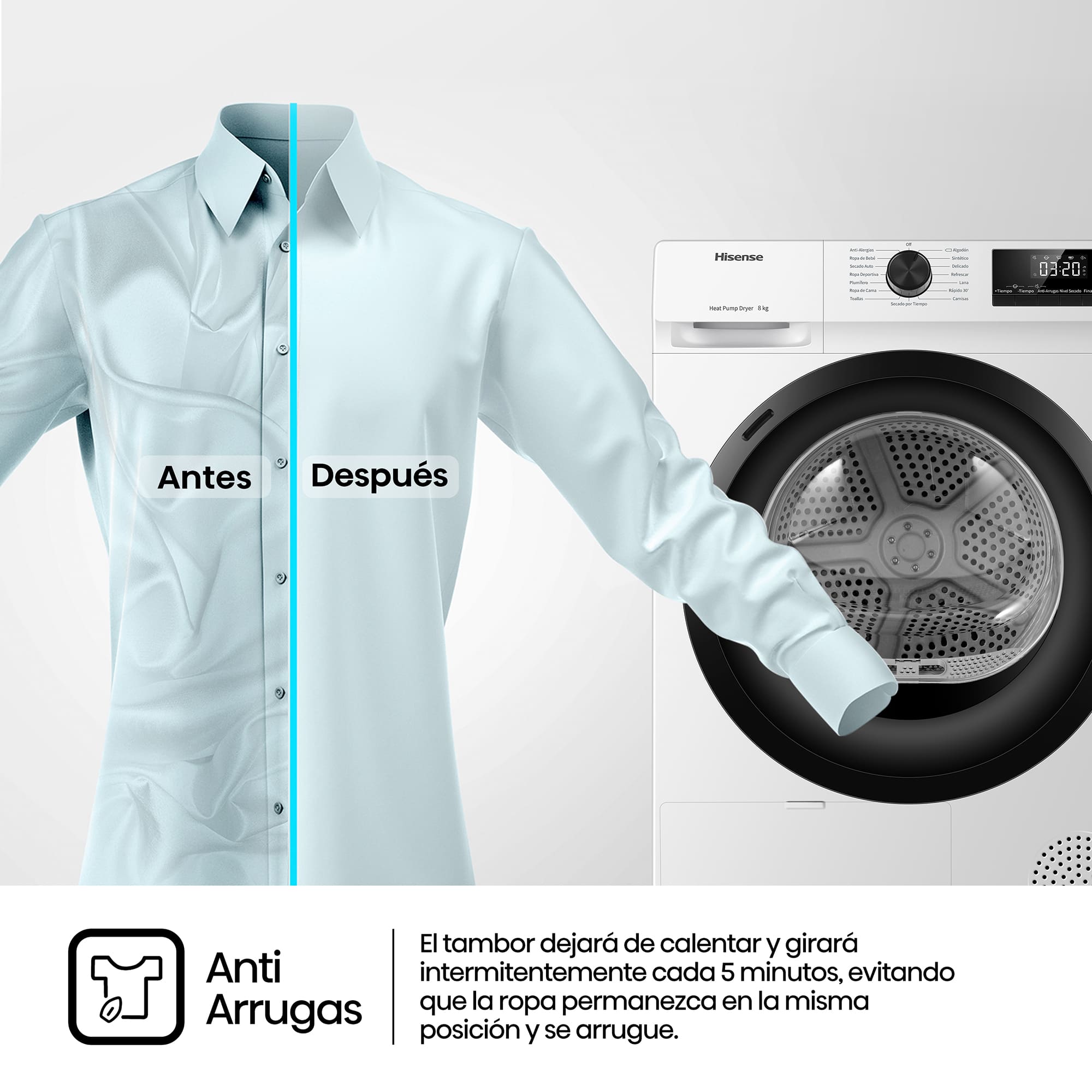 Hisense - DHQE900UWDC – Secadora De Libre Instalación, Clase D, Capacidad 9 Kg, Color Blanco
