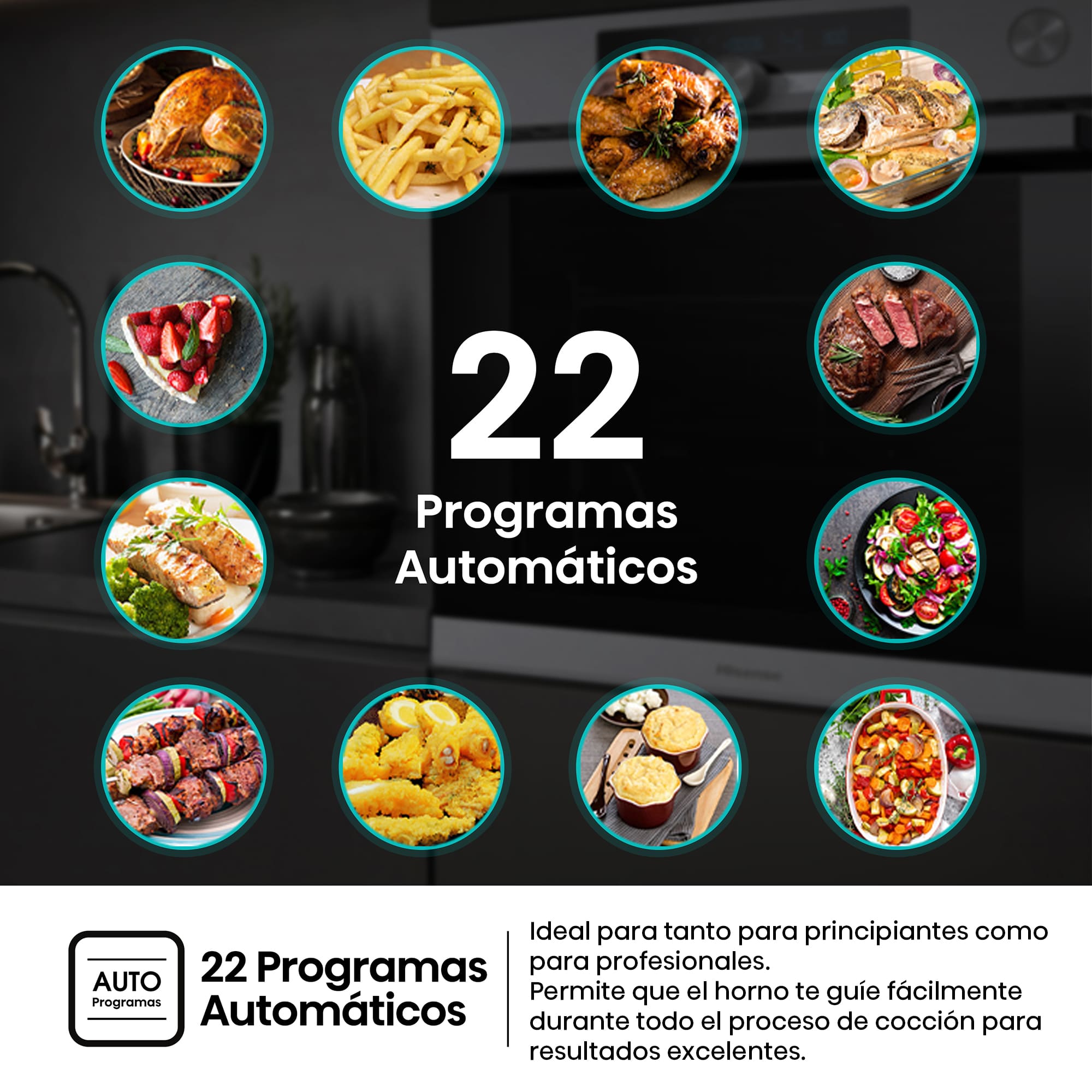 Hisense - O643PX – Horno Pirolítico, Cocción Vapor Con Depósito, Clase A+, 77L, Inox