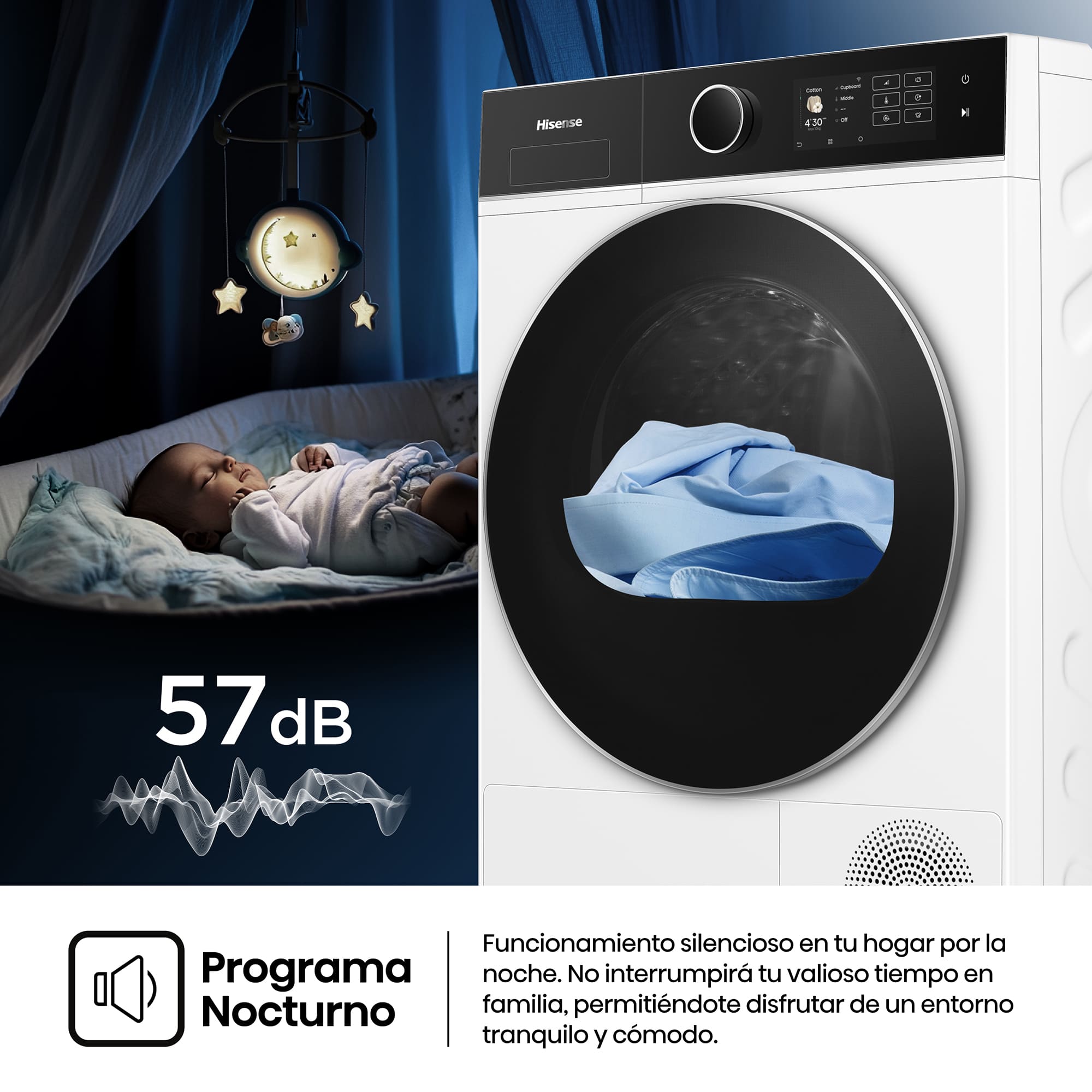 Hisense - DH5I104BWAB – Secadora De Libre Instalación, Clase A, Capacidad 10 Kg, Color Blanco