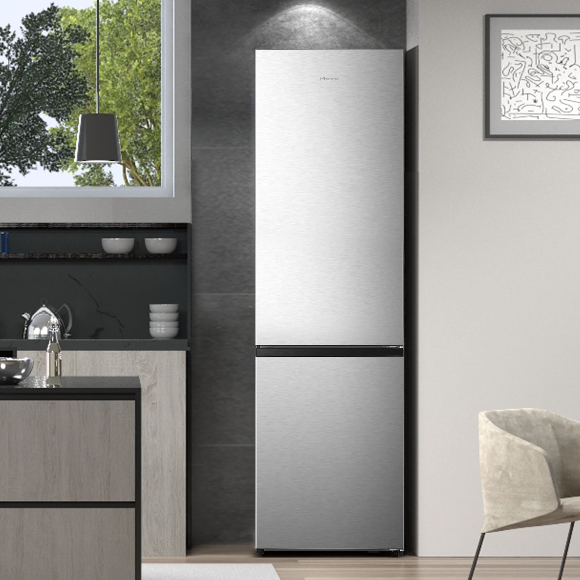 Hisense - MC60331IE – Combi 2 Puertas De Libre Instalación, Clase E, Capacidad 336L, Color Inox