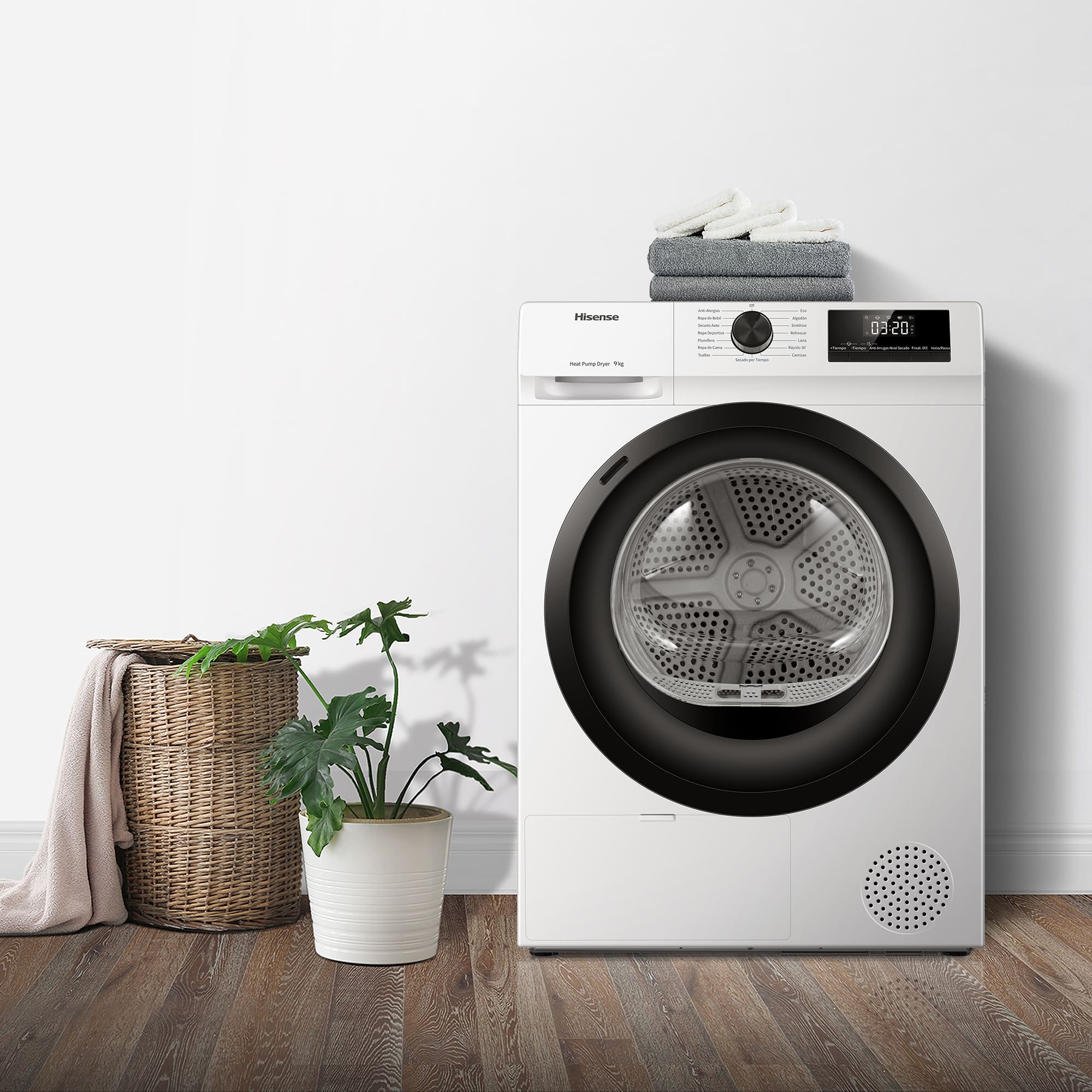 Hisense - DHQE900UWDC – Secadora De Libre Instalación, Clase D, Capacidad 9 Kg, Color Blanco