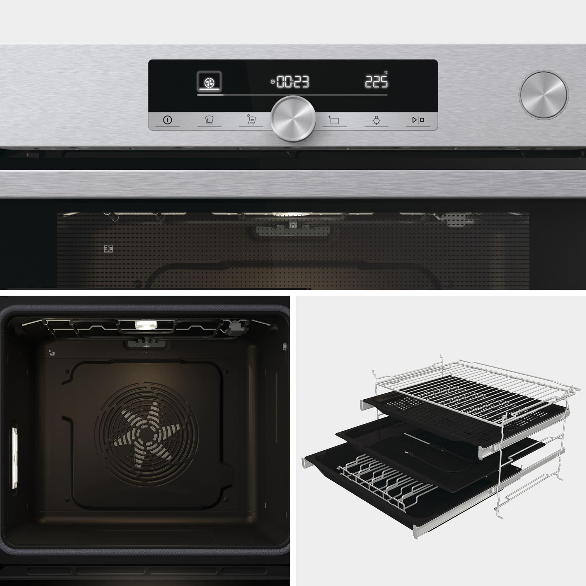 Hisense - O643PX – Horno Pirolítico, Cocción Vapor Con Depósito, Clase A+, 77L, Inox