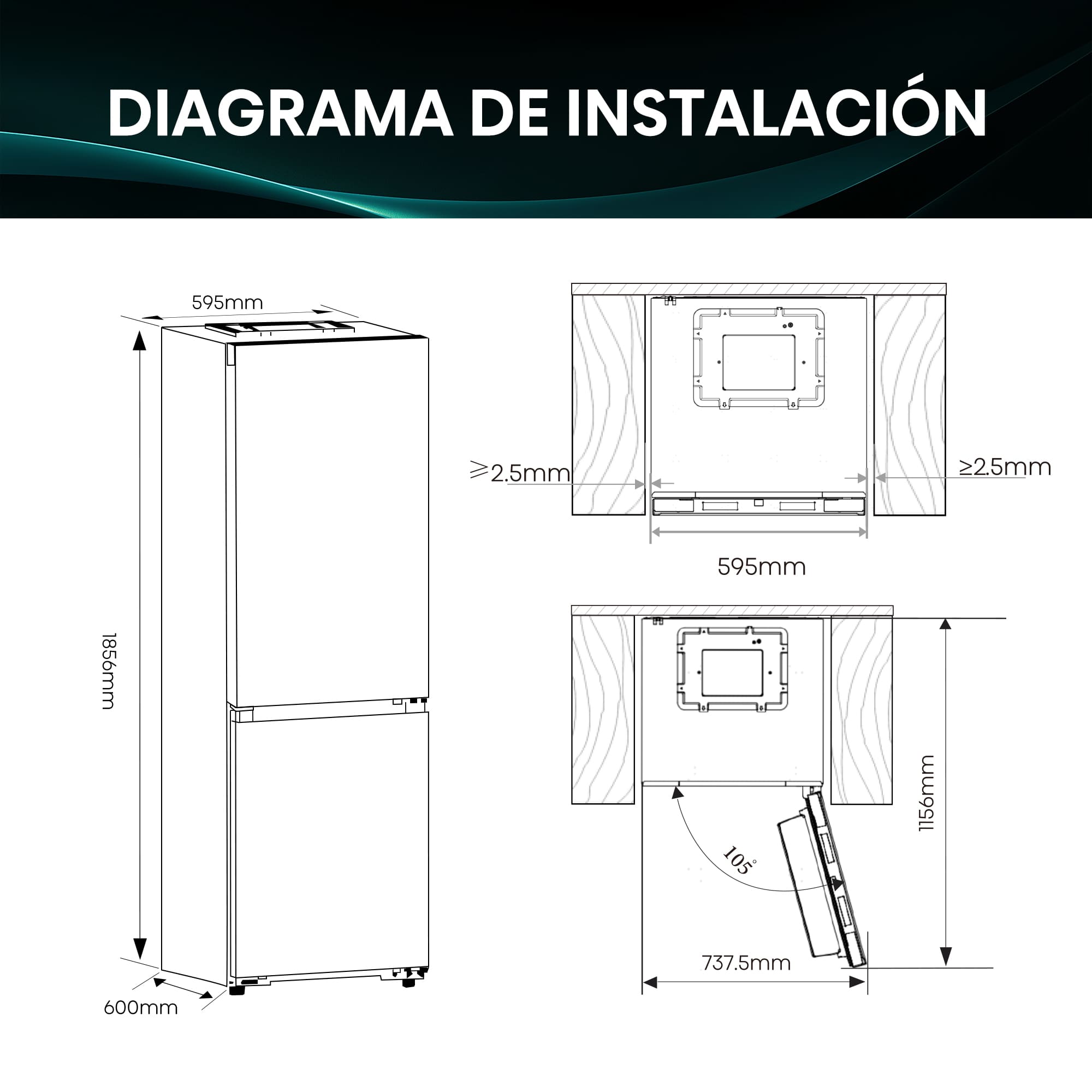 Hisense - RB3K330SAWD – Combi 2 Puertas De Libre Instalación Kitchen Fit, Clase D, Capacidad 330L, Color Blanco