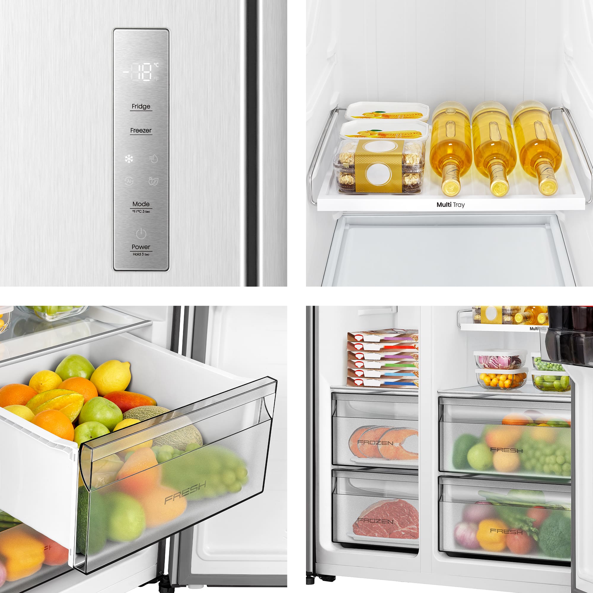 Hisense - RS3P558NEIE – Americano Side By Side De Libre Instalación, Clase E, Capacidad 544L, Color Inox