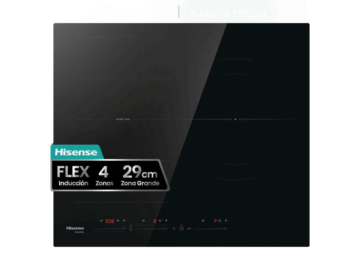 HI6352BSCE - Placa Induccion Flex, 3 Zonas, Capacidad 7400W, Color Negro