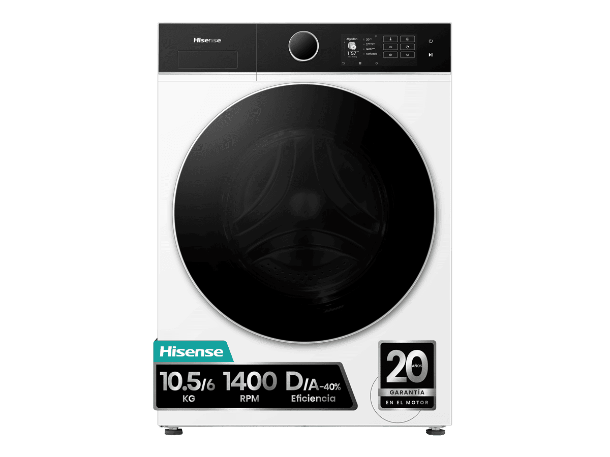 WD5I1045BWQ - Lavasecadora De Libre Instalación, A-40% (ECO 40-60ºC), 10,5 kg/6 kg, 1400 rpm, Blanco