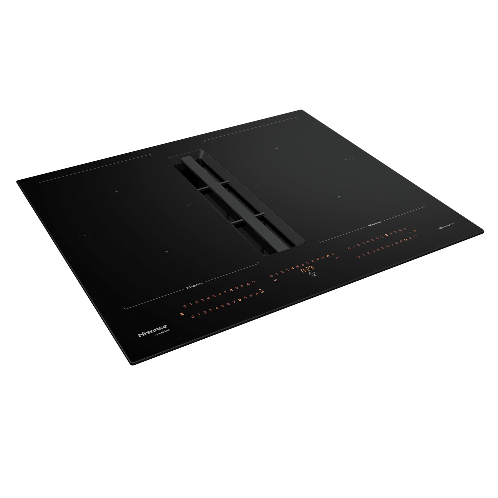 Hisense - HEH6443BSCWF – Placa Inducción Con Extracción de Aire, 4 Zonas, Capacidad 7360W, Color Negro