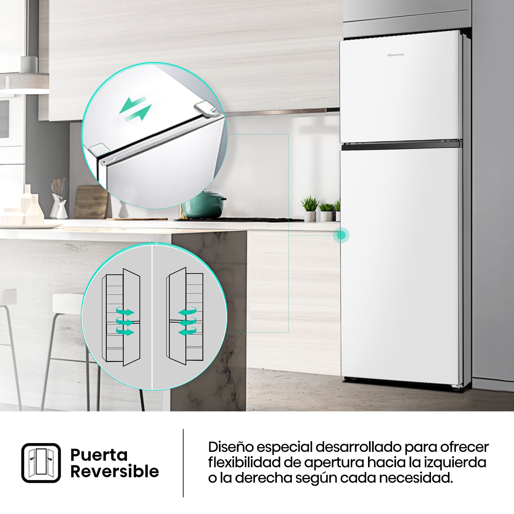 Hisense - RT327N4AWE – 2 Puertas De Libre Instalación, Clase E, Capacidad 249L, Color Blanco