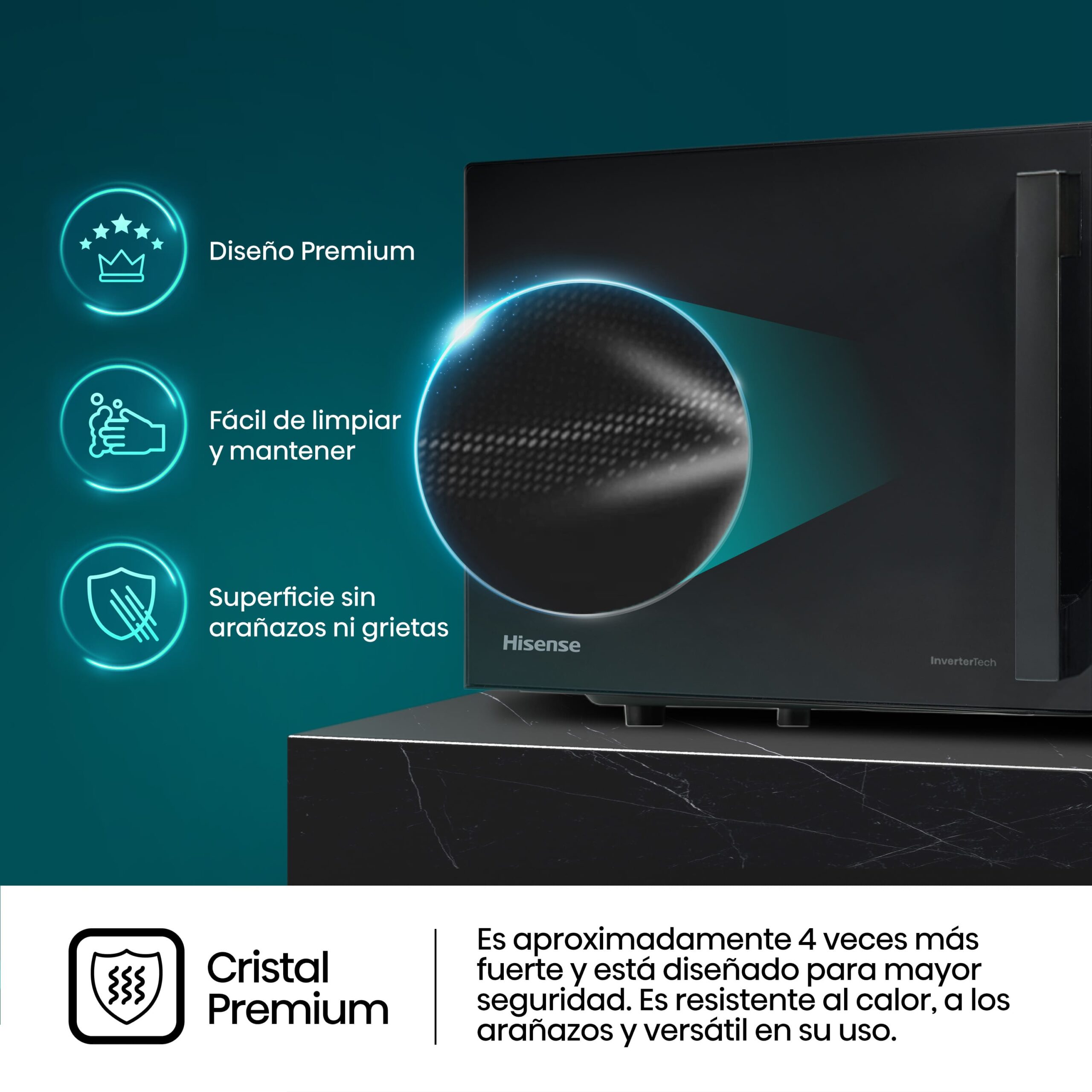 Hisense - H20MOBP1HI – Microondas, Capacidad 20L, Color Negro