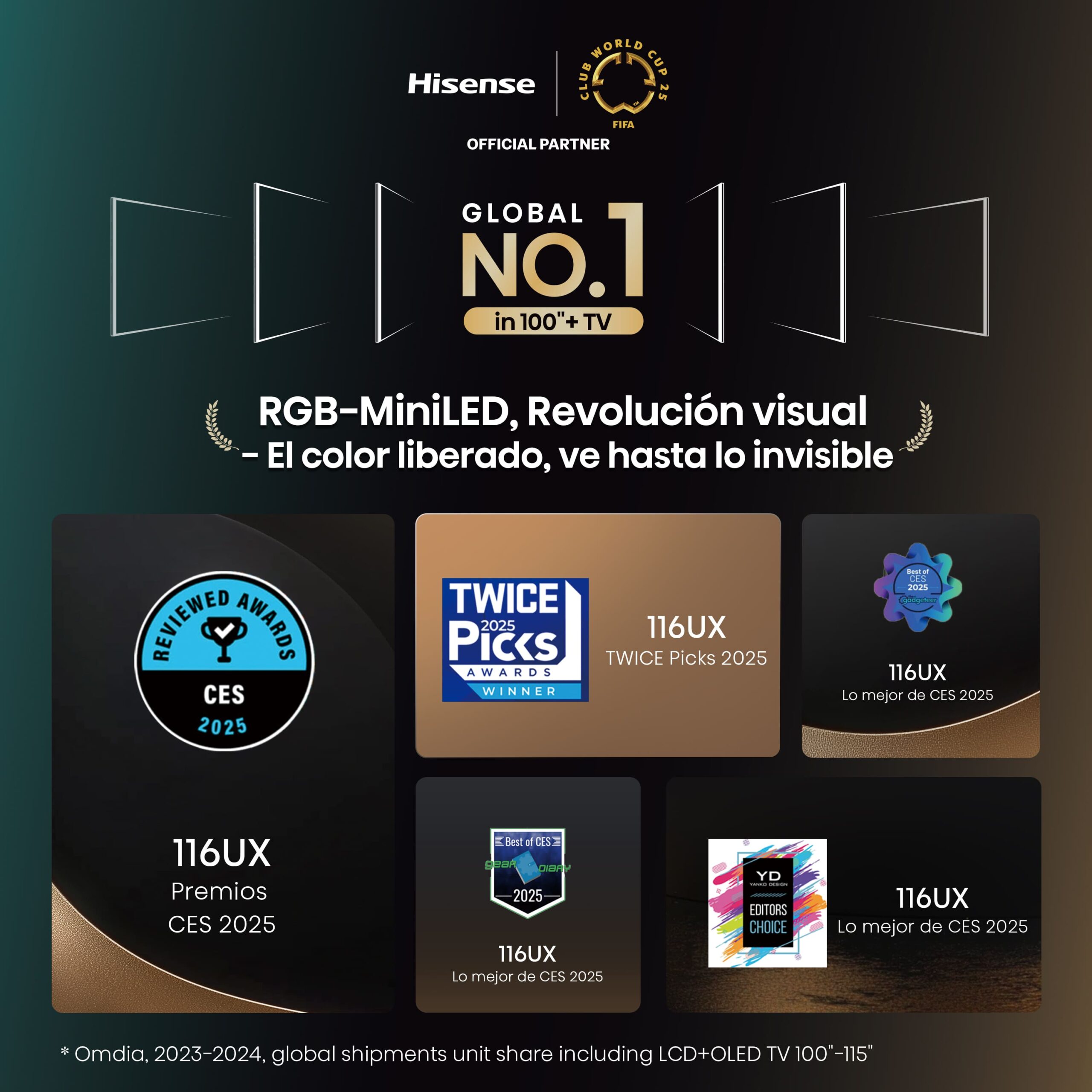Hisense - Serie UXQ Mini-LED RGB TV 116UXQ, Tecnología RGB MiniLED, 116 pulgadas con Dynamic X Display