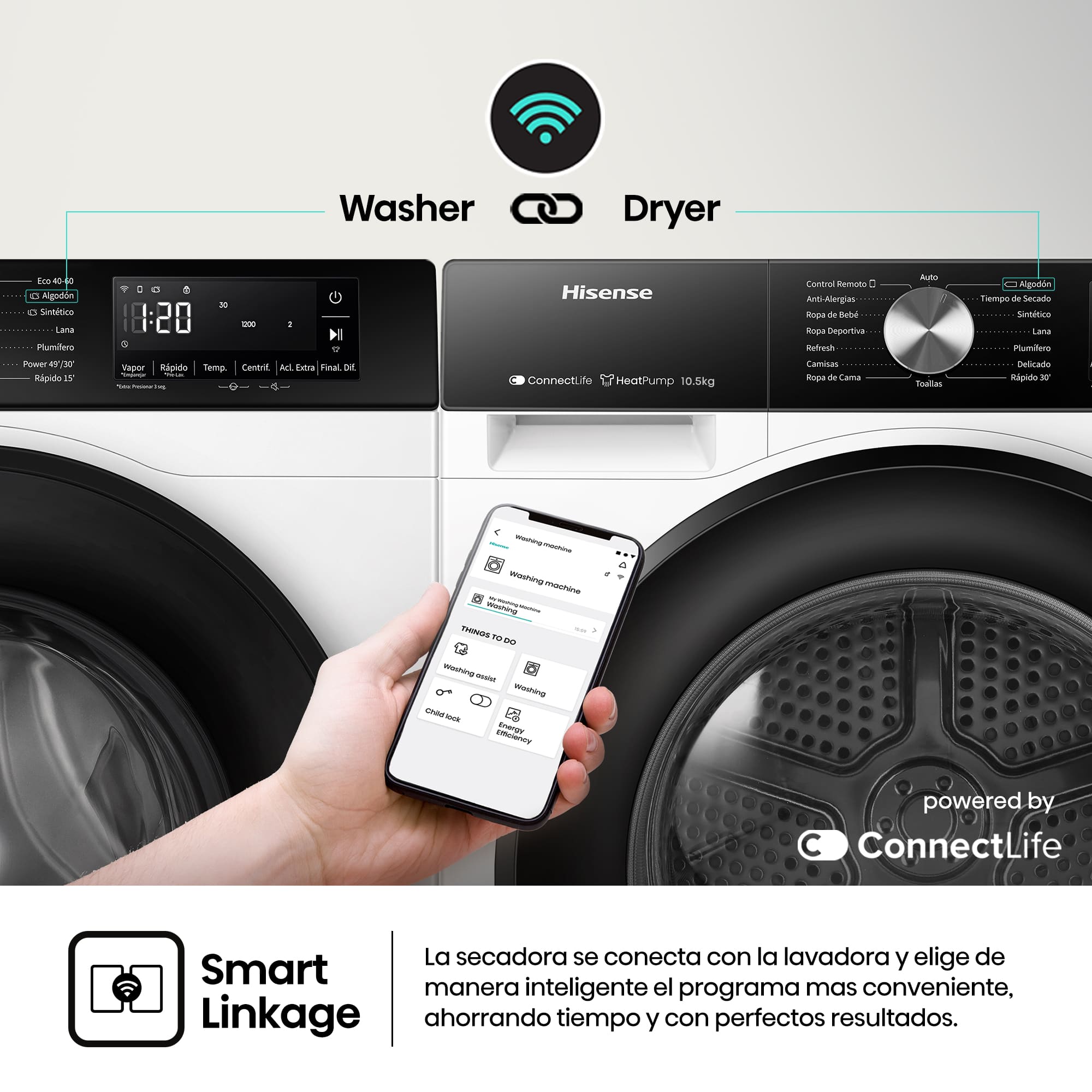 Hisense - WF3S1043BW1 – Lavadora De Libre Instalación, A-10%, 10 Kg, 1400 rpm, Blanco