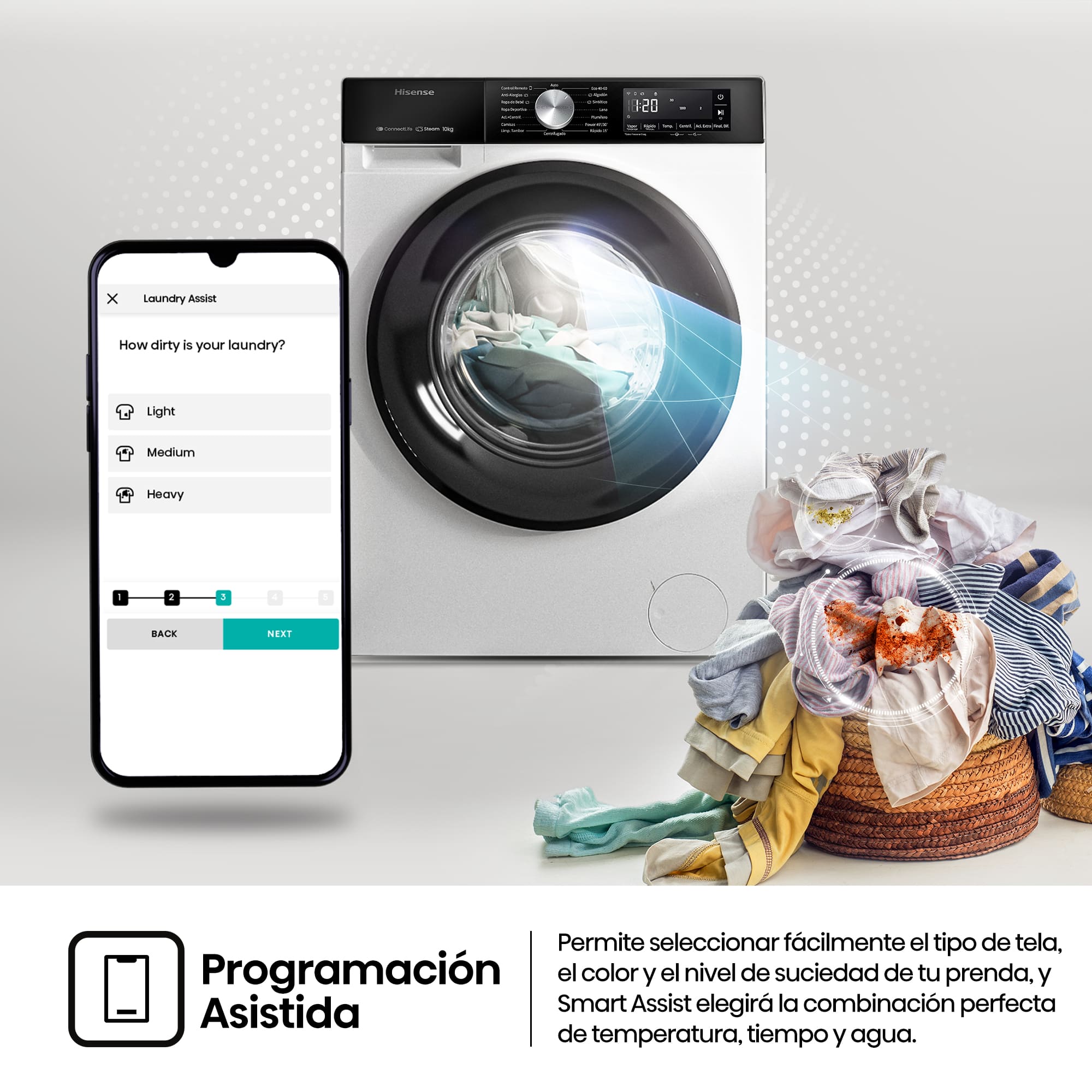 Hisense - WF3S1043BW1 – Lavadora De Libre Instalación, A-10%, 10 Kg, 1400 rpm, Blanco
