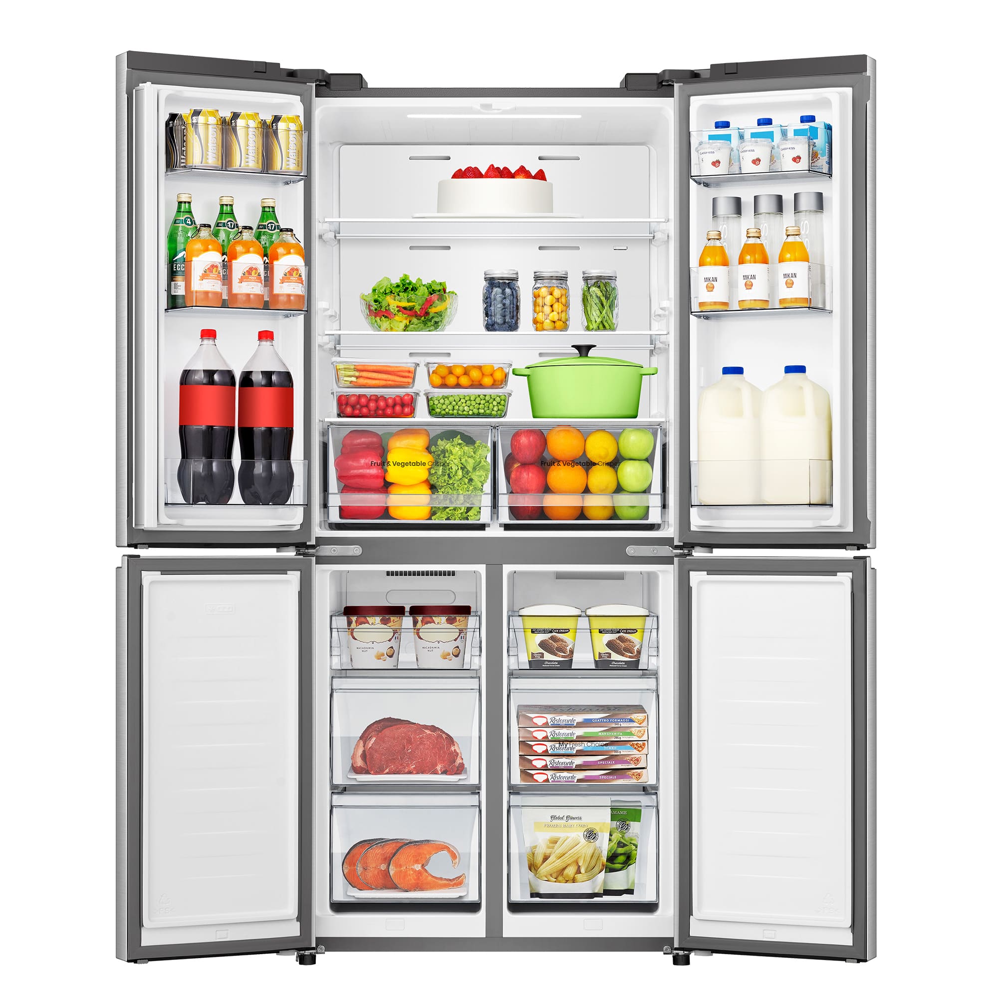 Hisense - MQ79470IE – Americano 4 Puertas De Libre Instalación, Clase E, Capacidad 483L, Color Inox