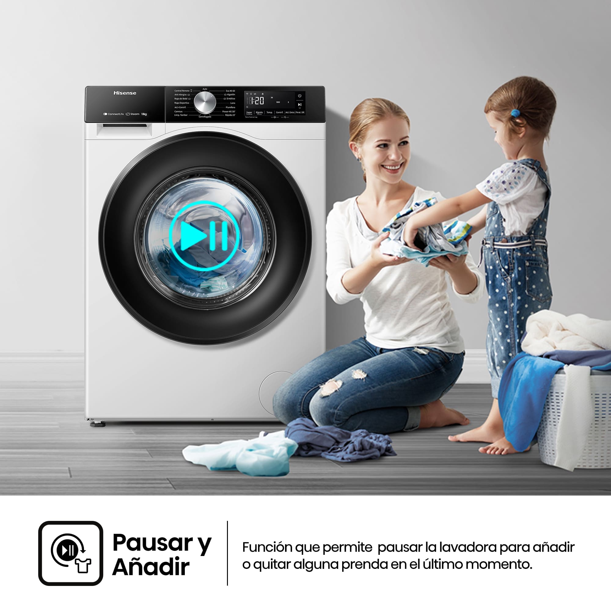 Hisense - WF3S1043BW1 – Lavadora De Libre Instalación, A-10%, 10 Kg, 1400 rpm, Blanco