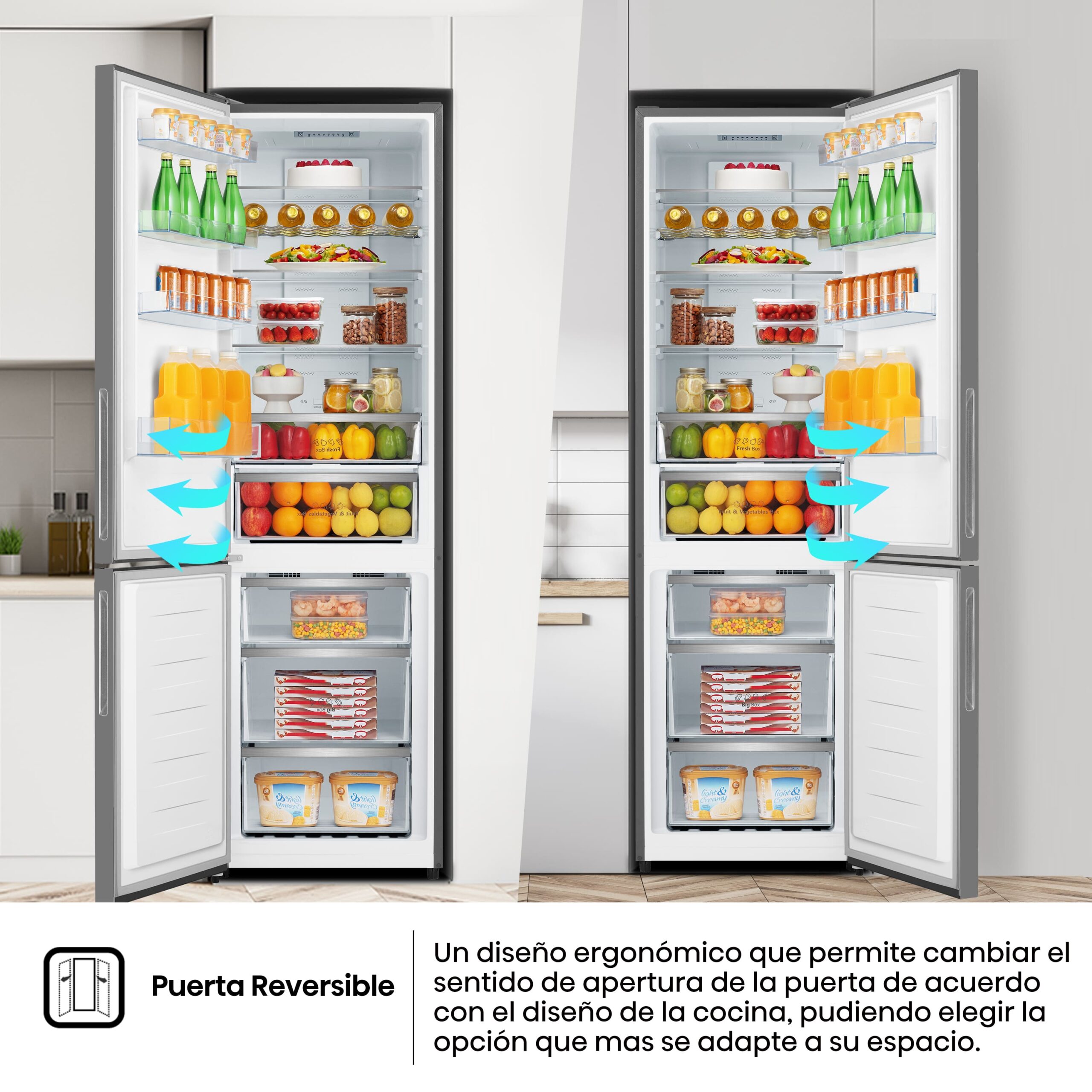 Hisense - RB440N4GWD – Frigorífico Combi 2 Puertas, Clase D , 336L, Cristal Blanco