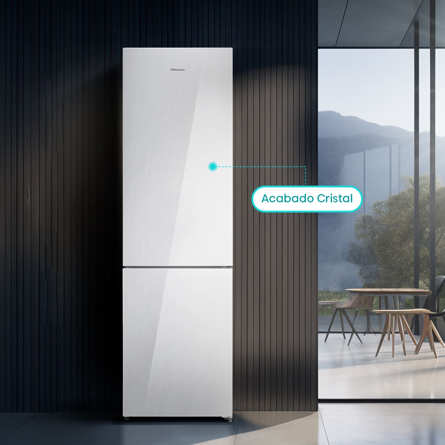 Hisense - RB440N4GWD – Frigorífico Combi 2 Puertas, Clase D , 336L, Cristal Blanco