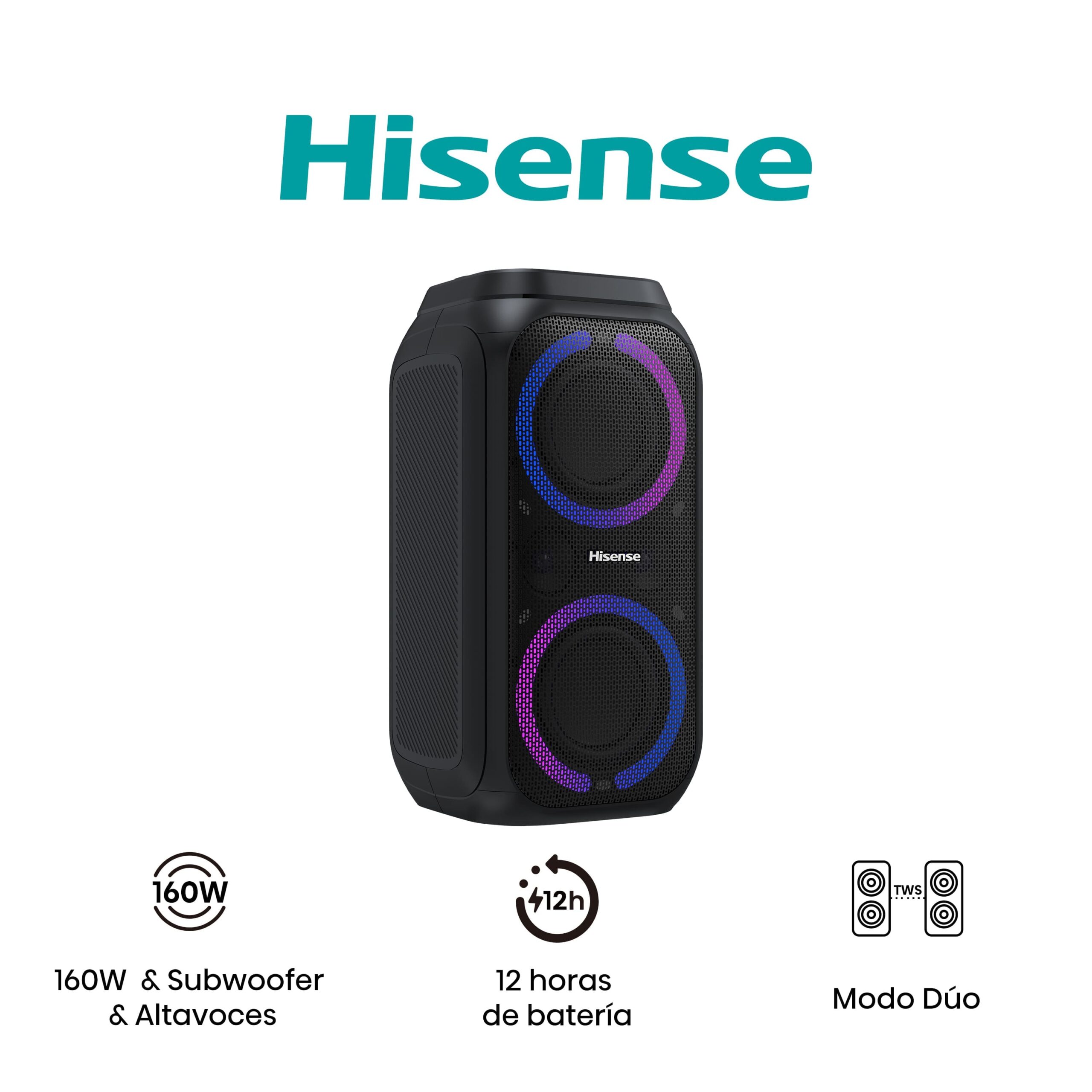 Hisense - Party Rocket HP160 – Altavoz compacto 160W, bluetooth